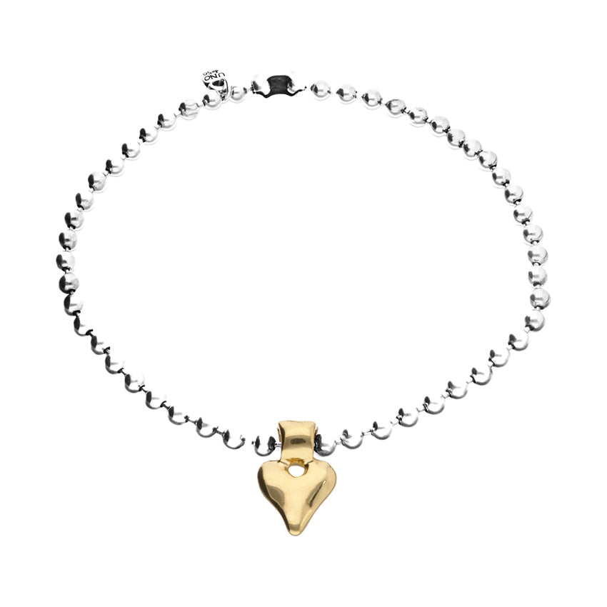 Beaded Short Necklace with Heart Detail