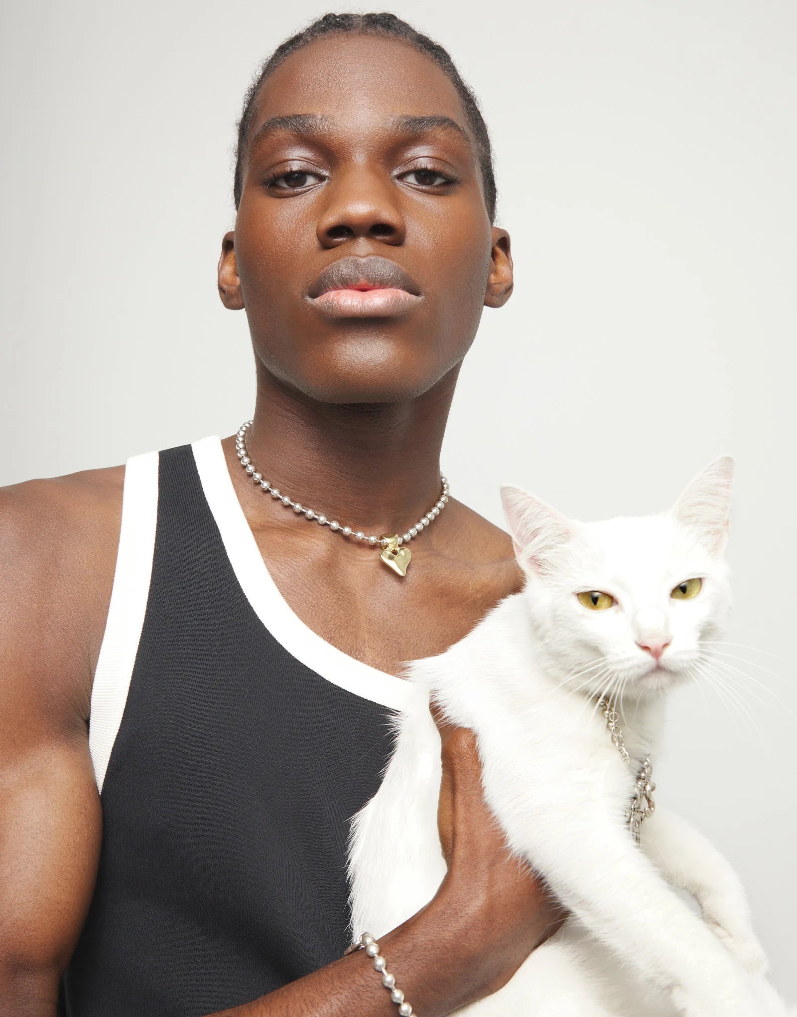 Beaded Short Necklace with Heart Detail