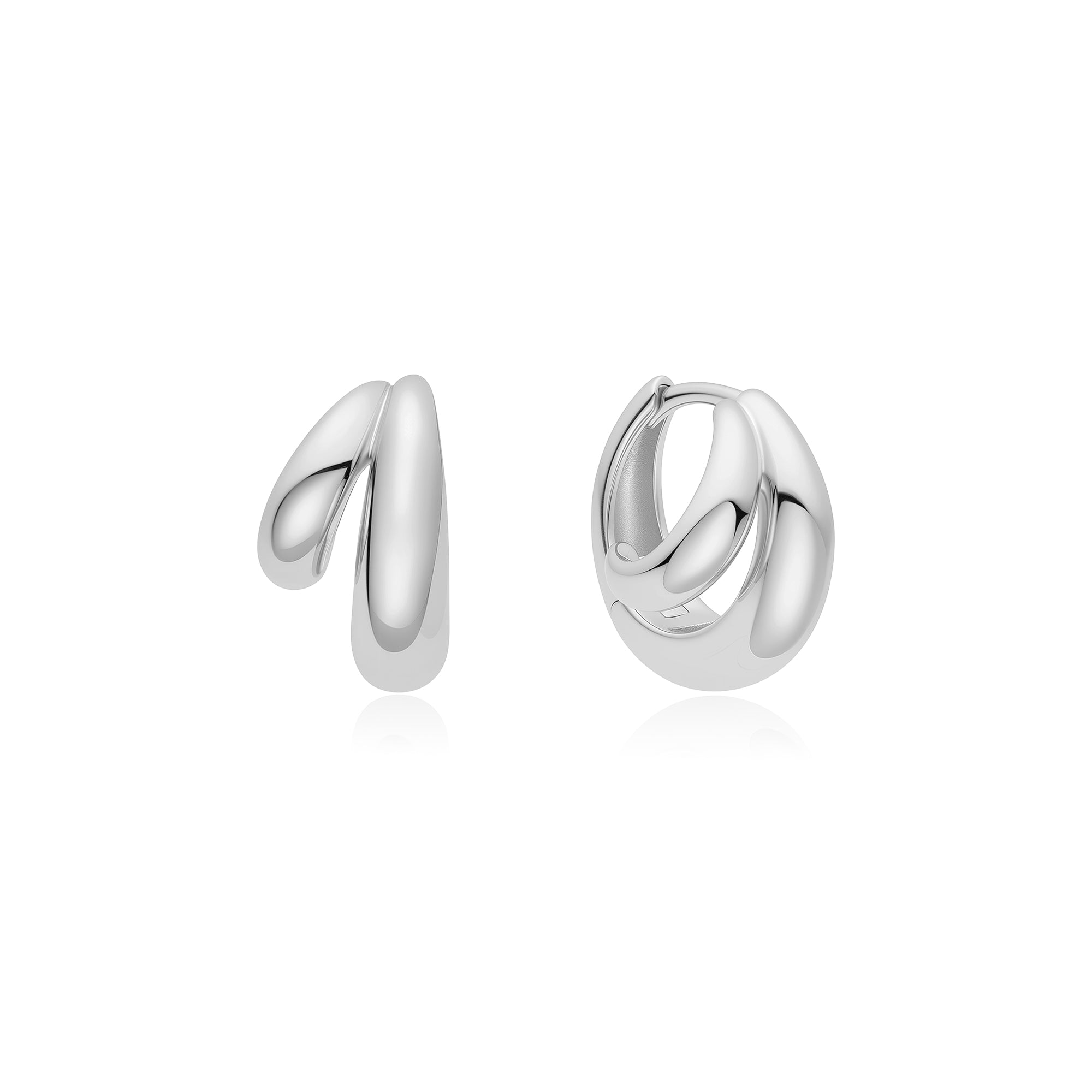Silver Dome Huggie Hoop Earrings