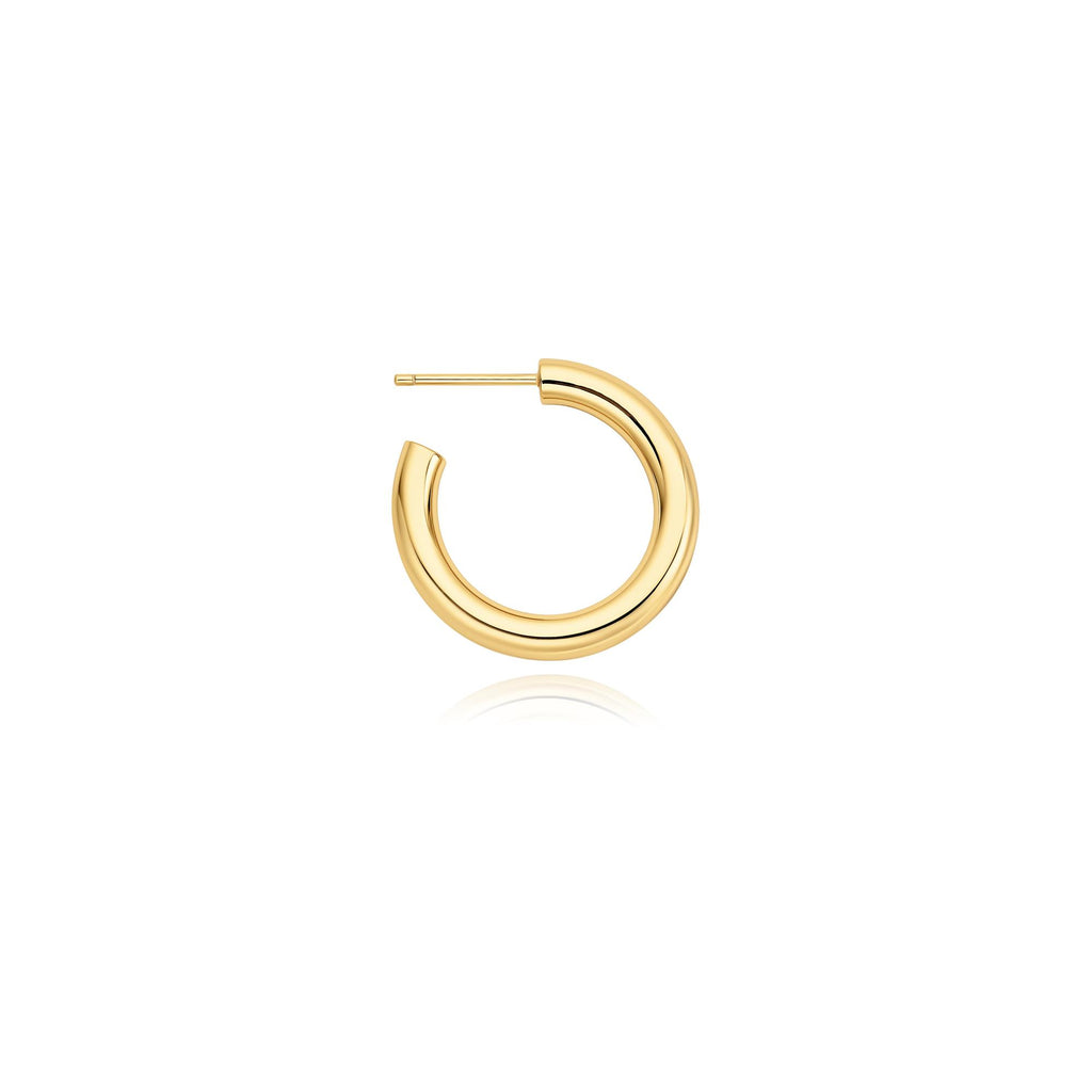 Gold Classic Tube Medium Huggie Hoop Earrings