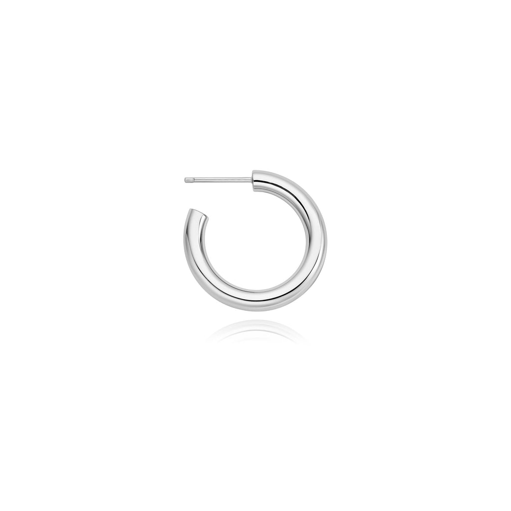 Silver Classic Tube Medium Huggie Hoop Earrings