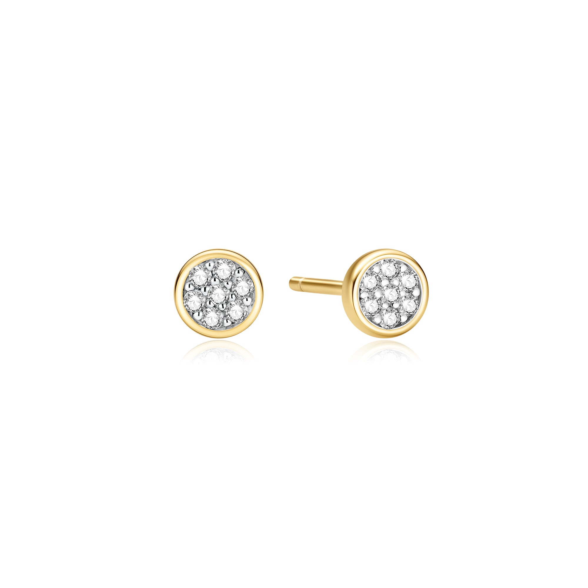 Gold Small Pavé Disc Stud Earrings