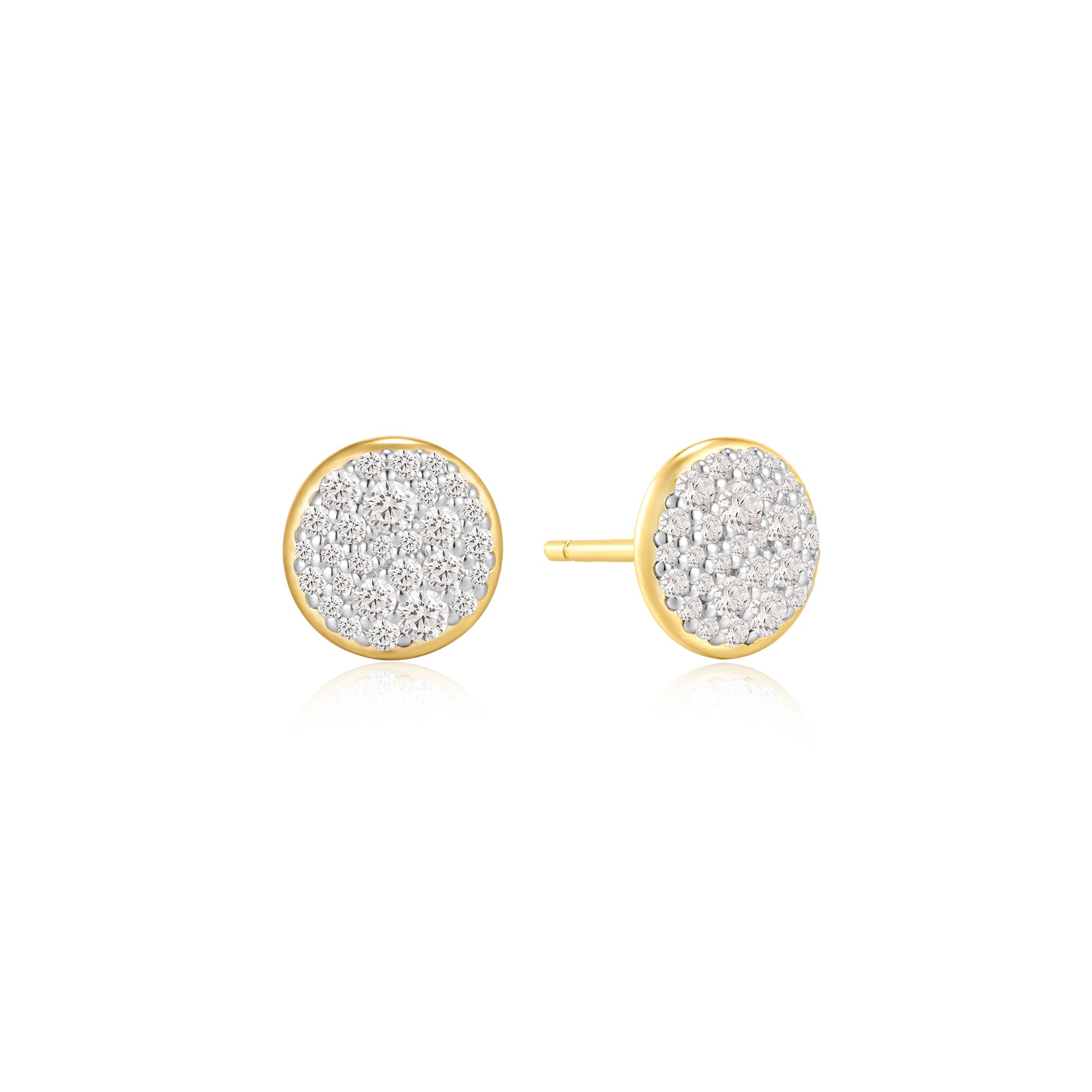 Gold Pavé Disc Stud Earrings
