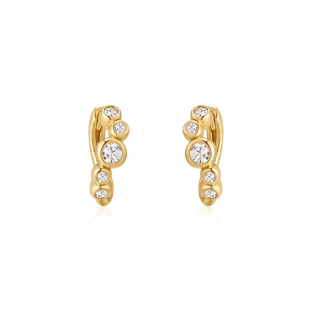 Gold Small Sparkling Tide Huggie Hoop Earrings