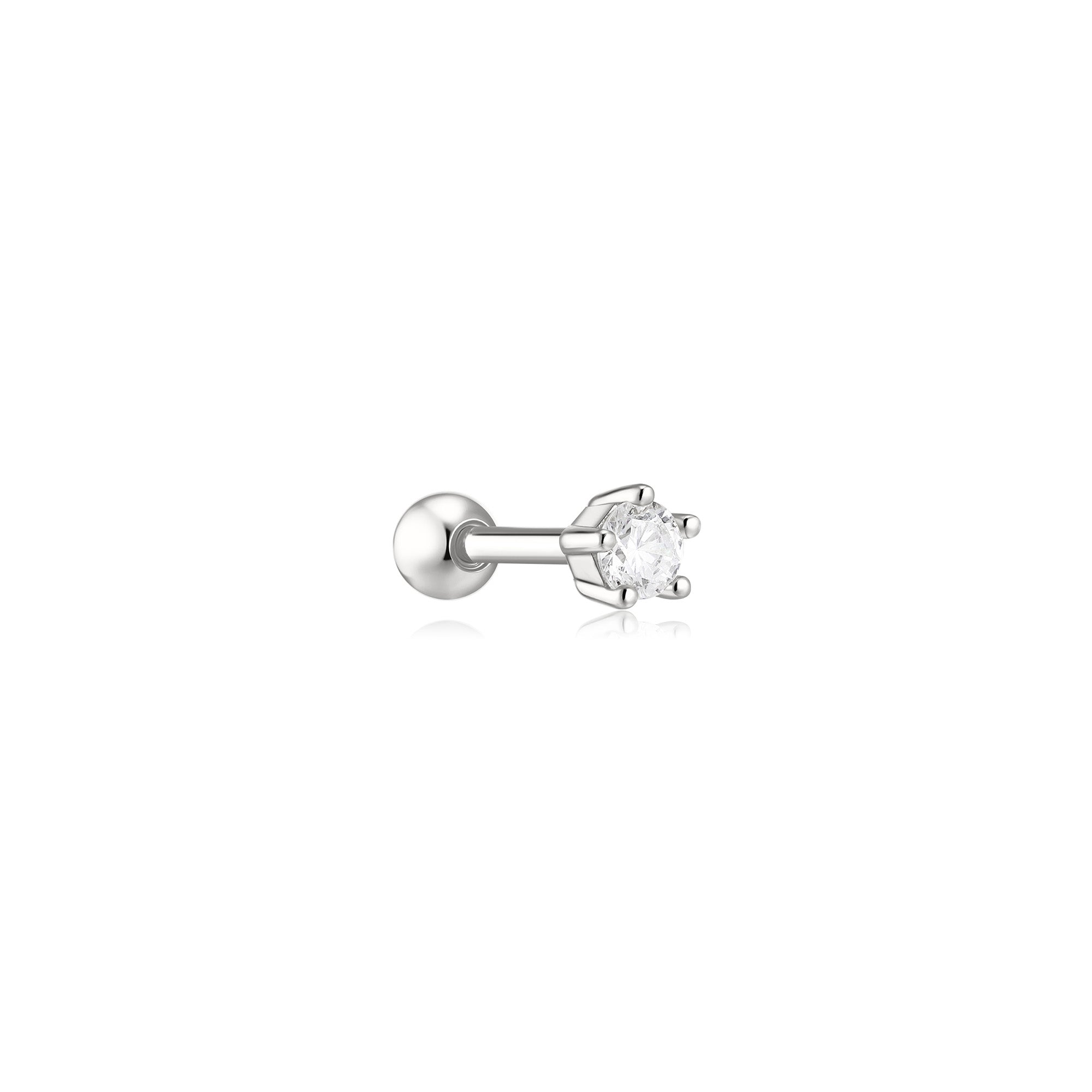 Silver Five-Prong Sparkle Barbell Earring
