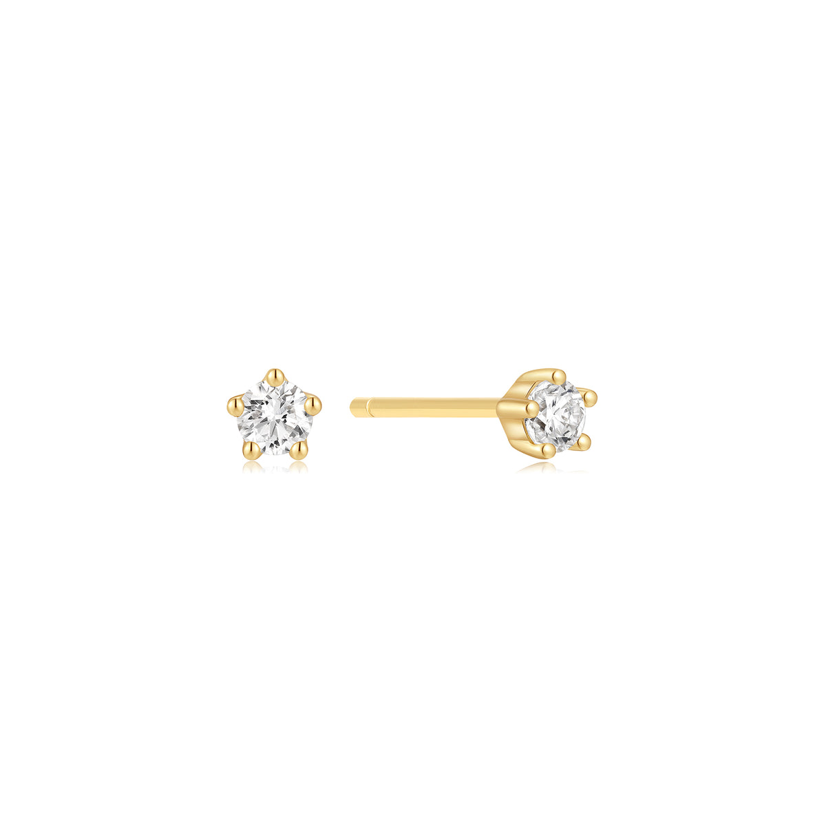 Gold Mini Five-Prong Sparkle Stud Earrings