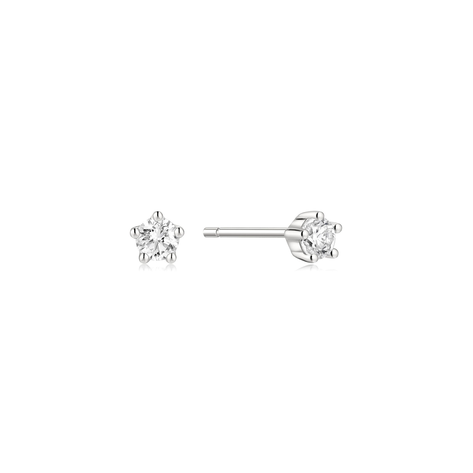 Silver Mini Five-Prong Sparkle Stud Earrings