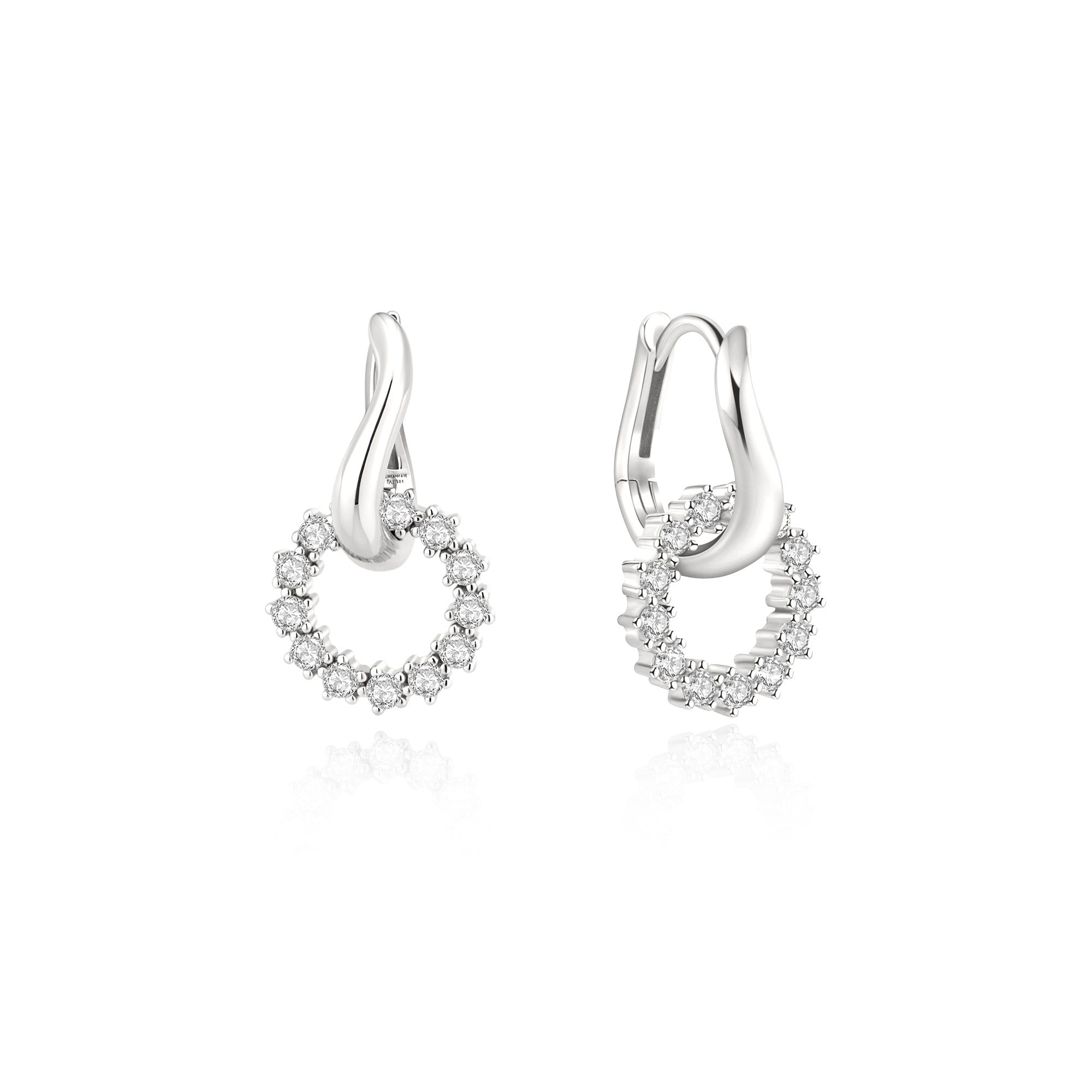 Silver Pavé Interlocked Huggie Hoop Earrings