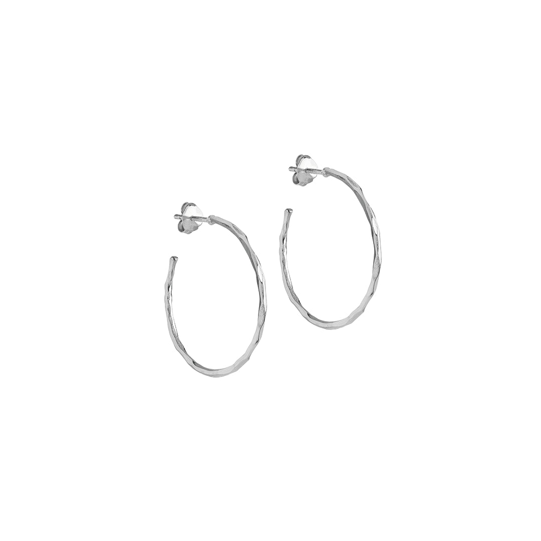 Hoop Earrings, Organic Arena Medium, Sterling Silver