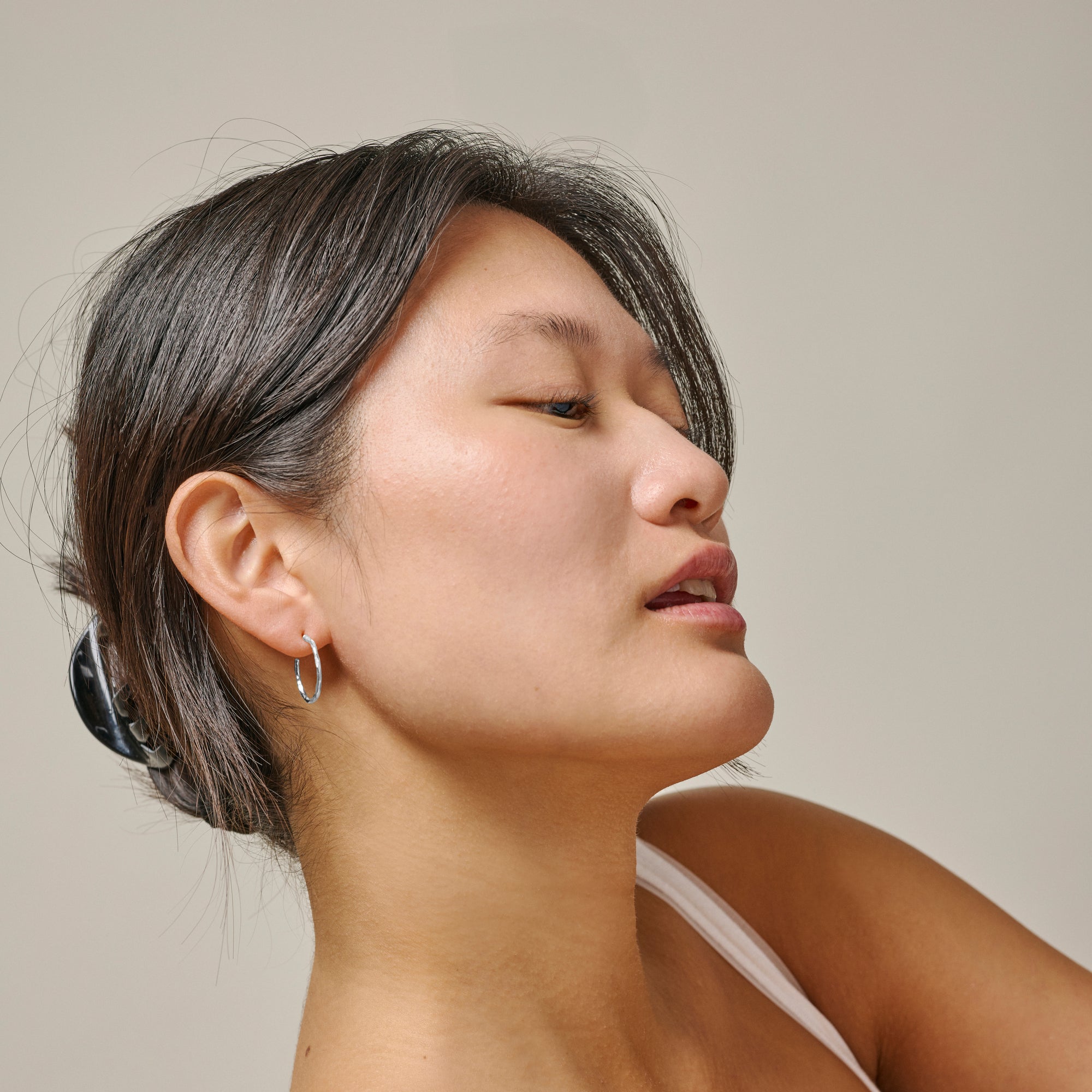 Hoop Earrings, Organic Arena Small, Sterling Silver