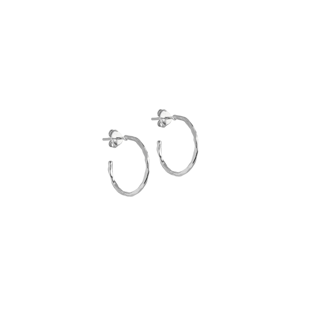 Hoop Earrings, Organic Arena Small, Sterling Silver