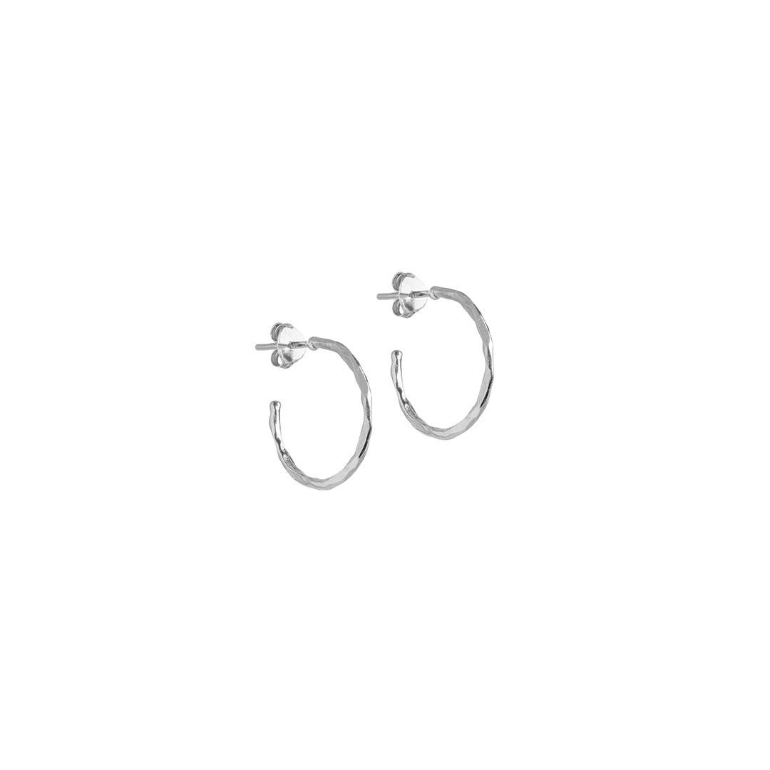 Hoop Earrings, Organic Arena Small, Sterling Silver