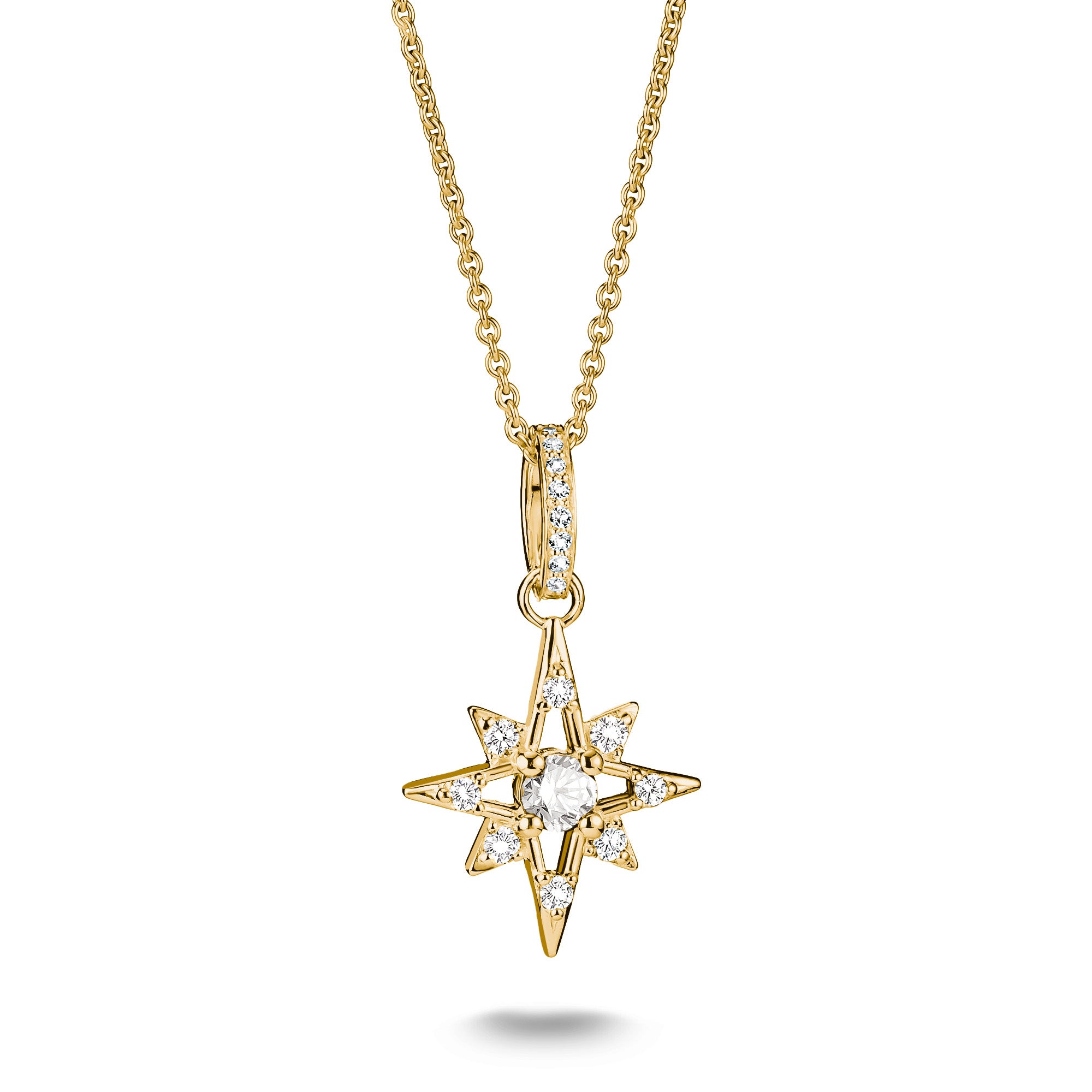 THOMAS SABO Midnight Sky 18k Gold-Plated Star Necklace with White Zirconia
