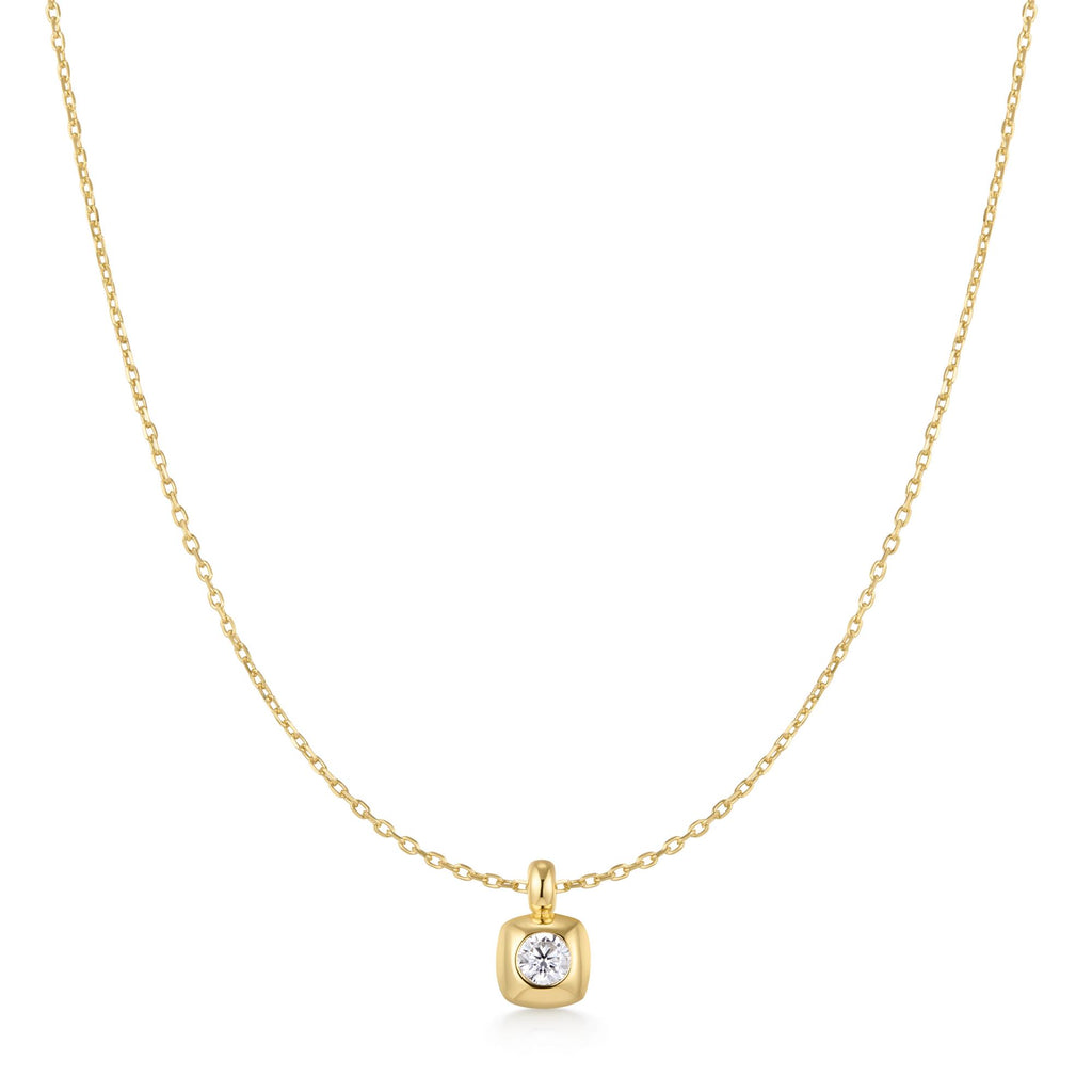 Gold Modern Bezel-Set Solitaire Necklace