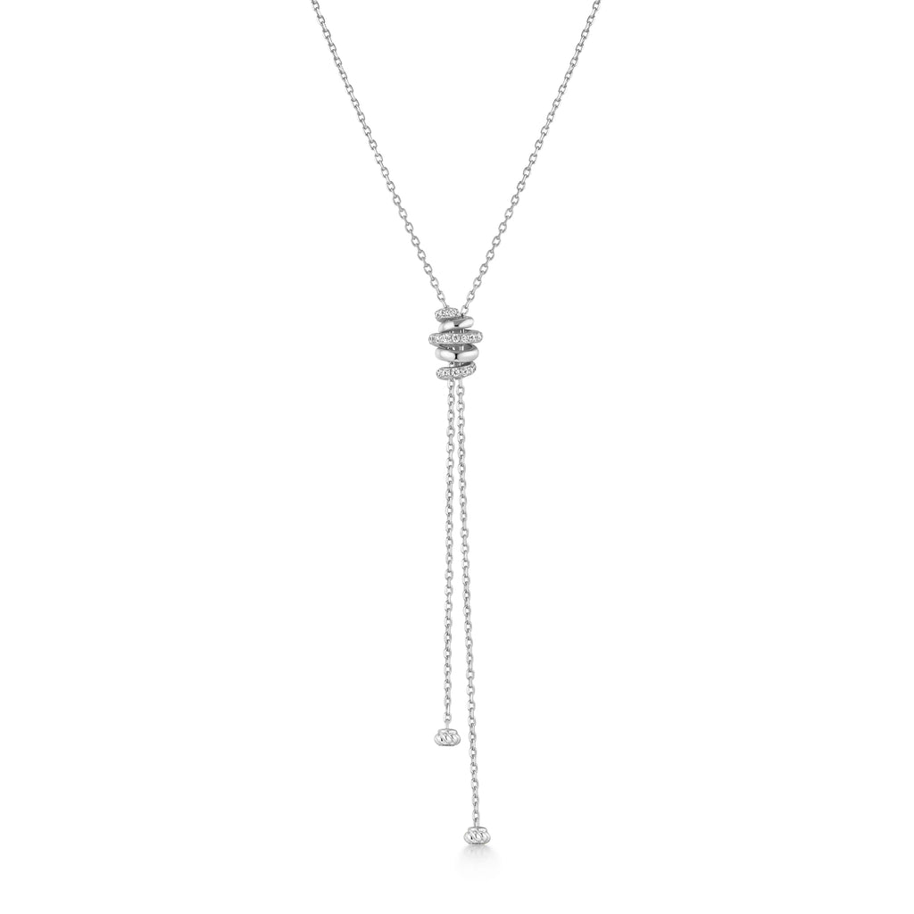 Silver Twisted Rope Lariat Necklace
