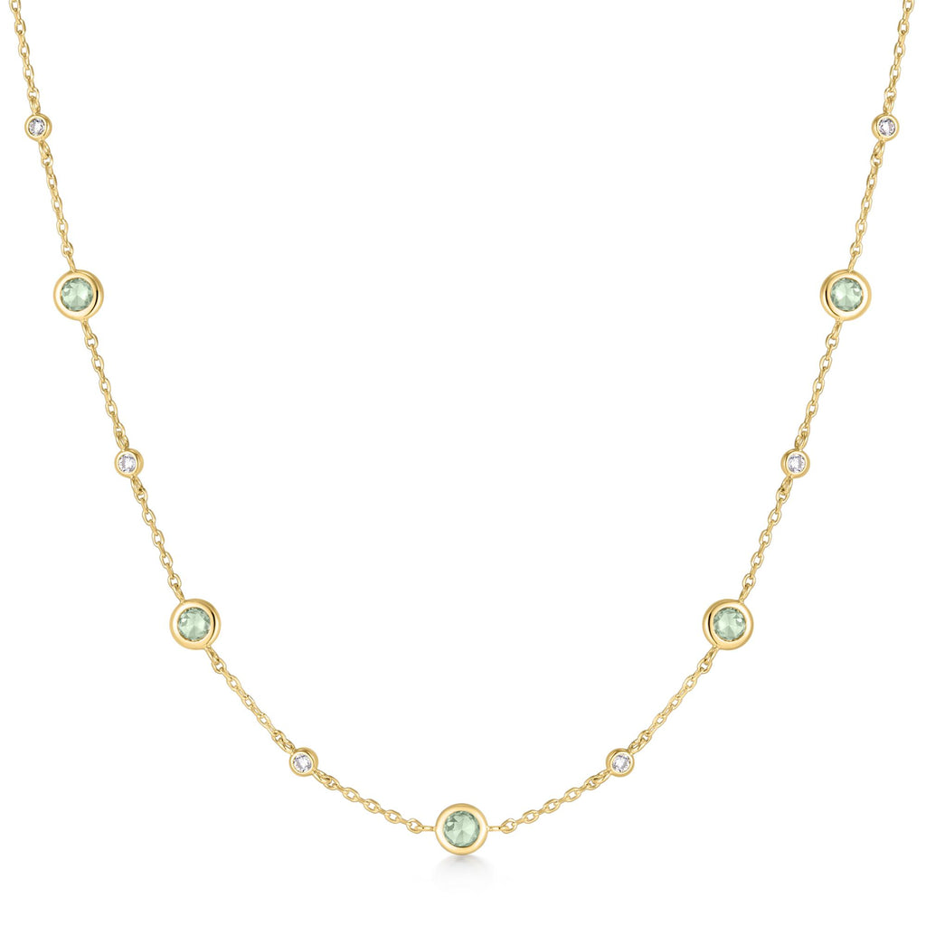 Gold Mint Green Station Necklace
