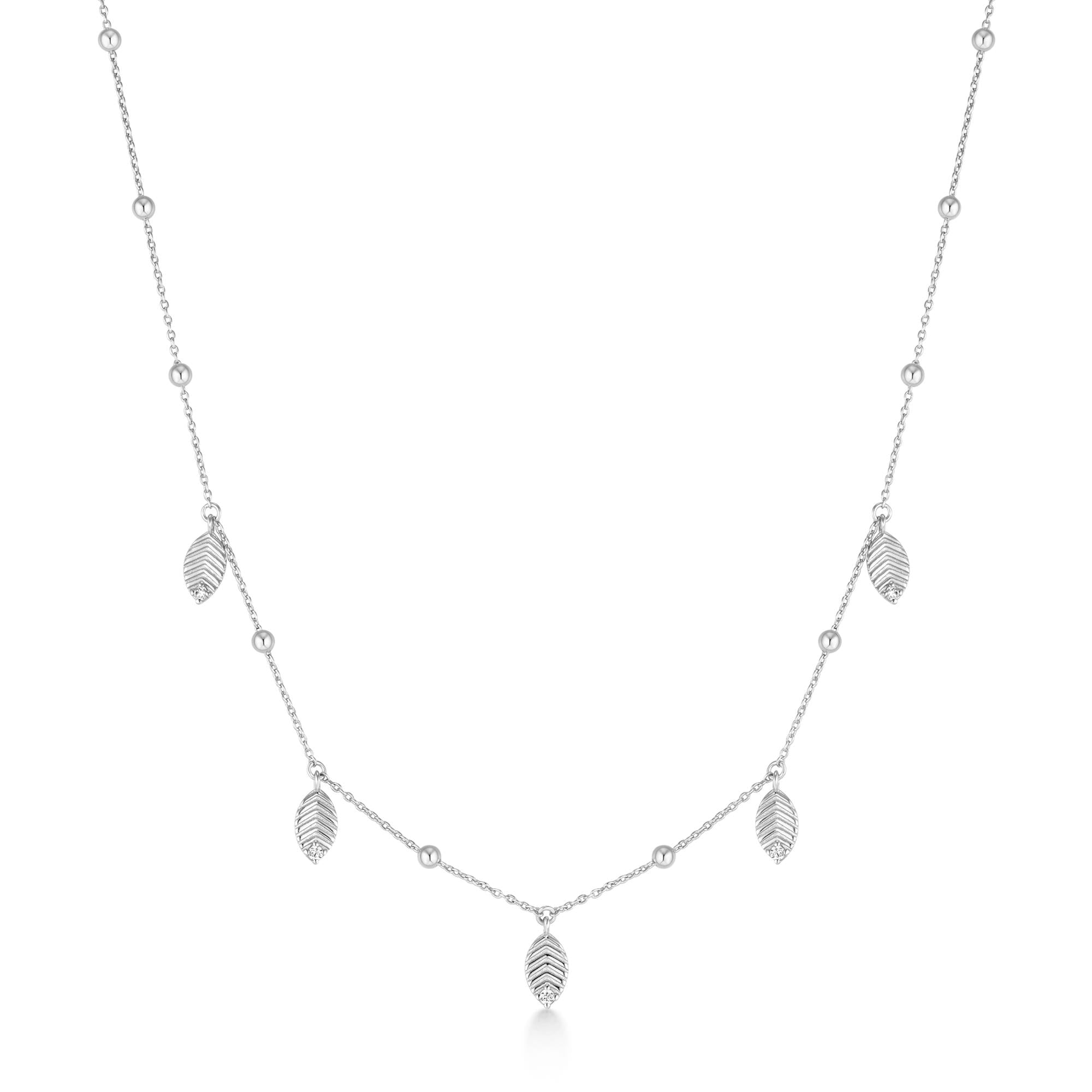 Silver Leaf Station Necklace