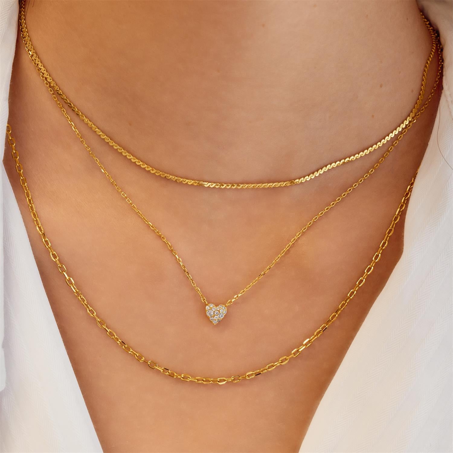 Gold Pavé Heart Necklace