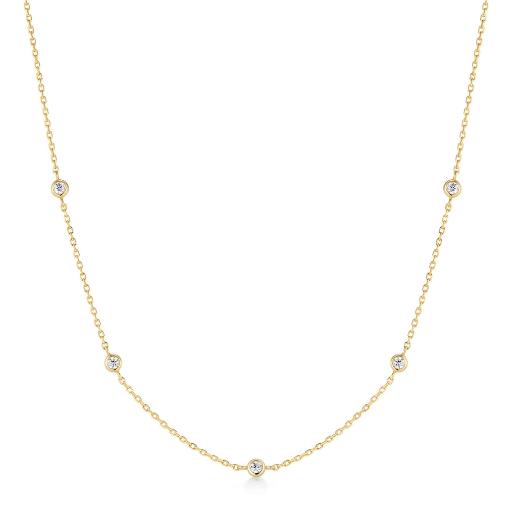 Gold Classic Bezel-Set Station Necklace