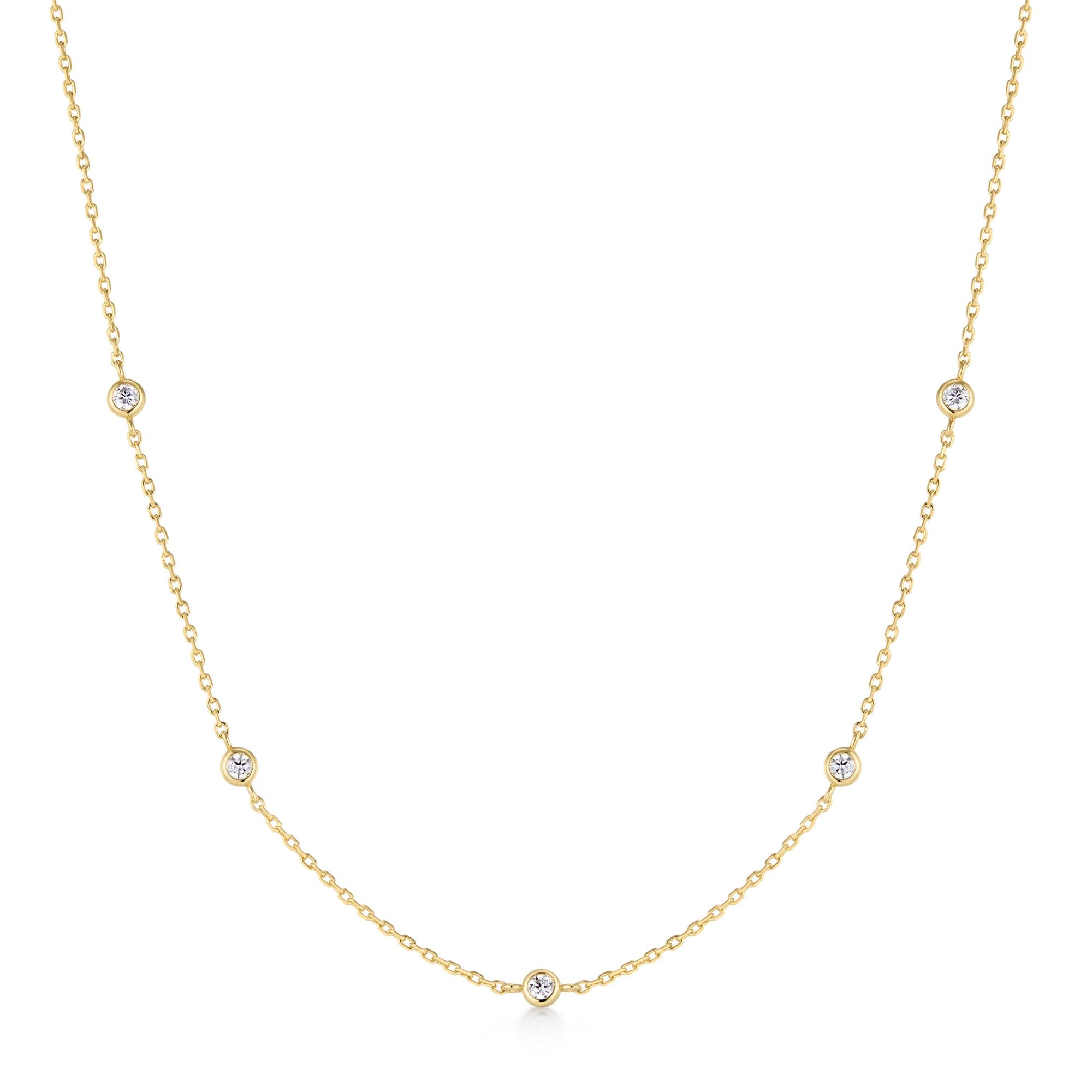 Gold Classic Bezel-Set Station Necklace