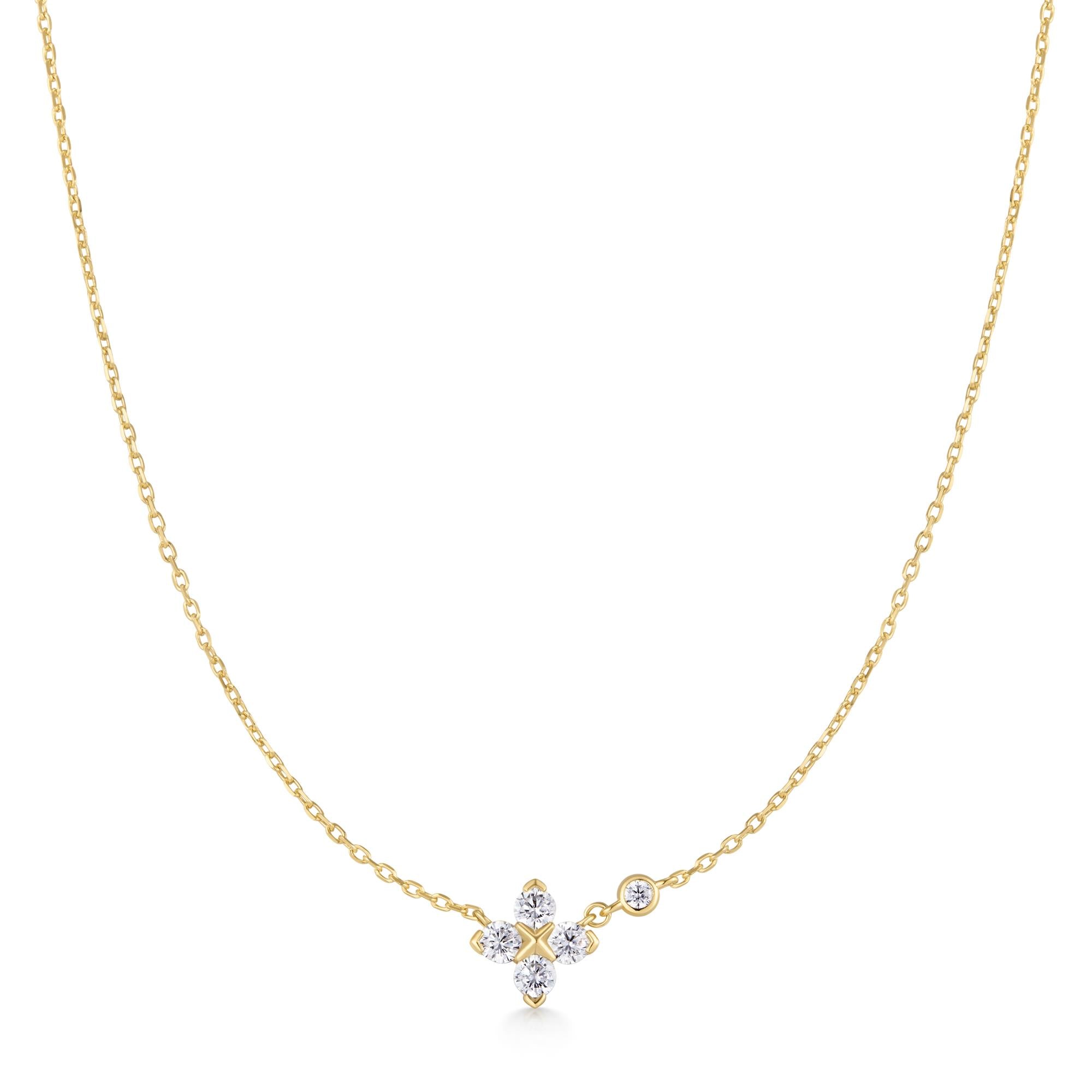 Gold Sparkling Lucky Clover Necklace