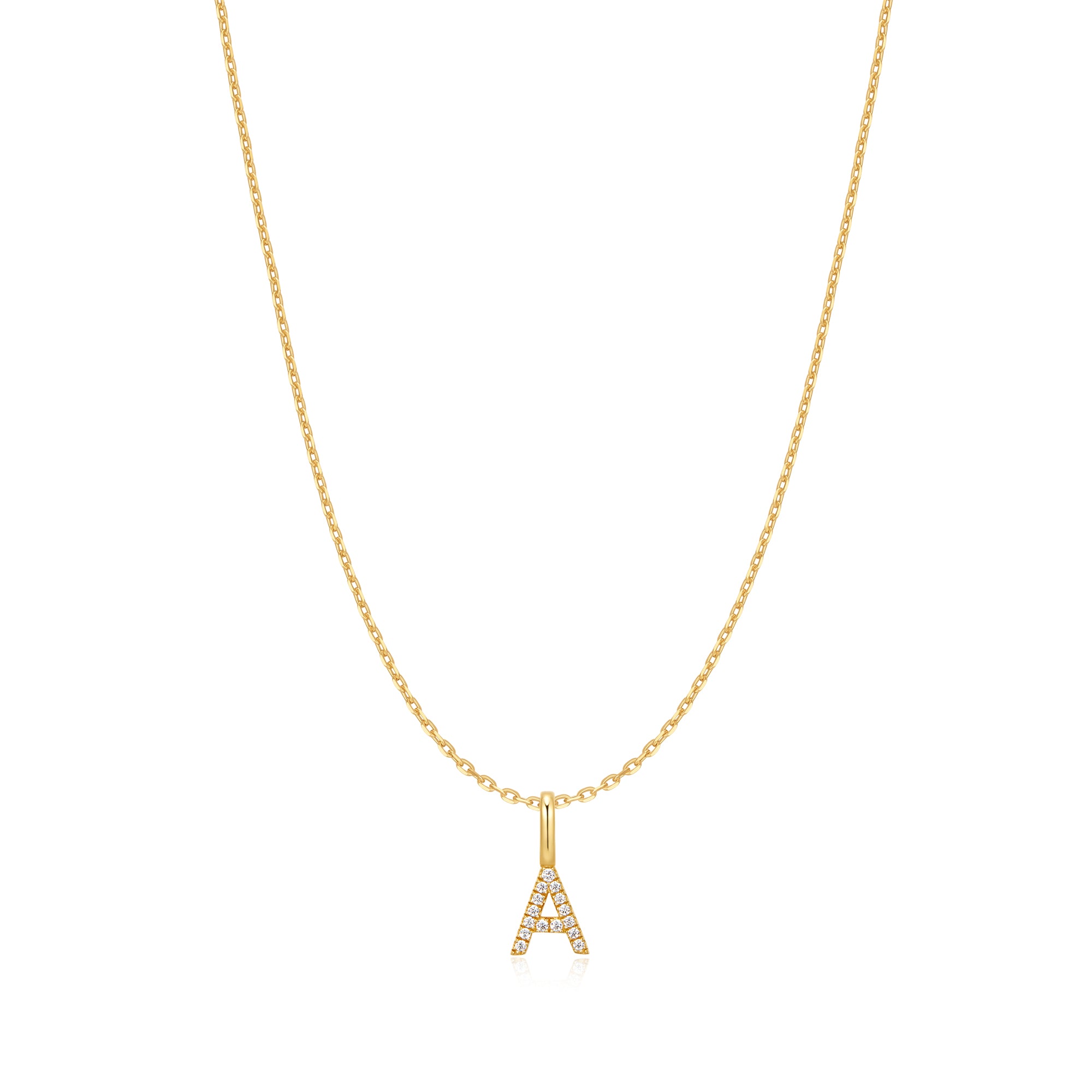 Gold Letter A Initial Necklace