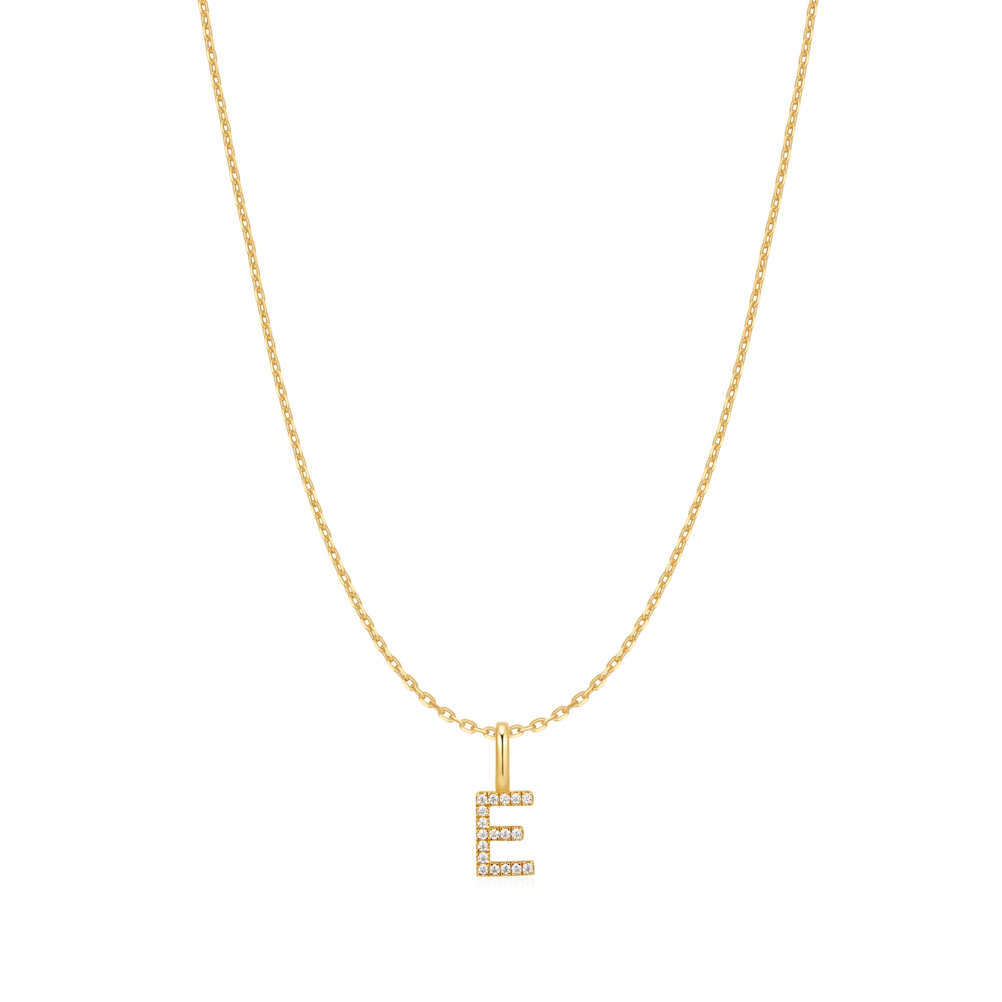 Gold Letter E Initial Necklace