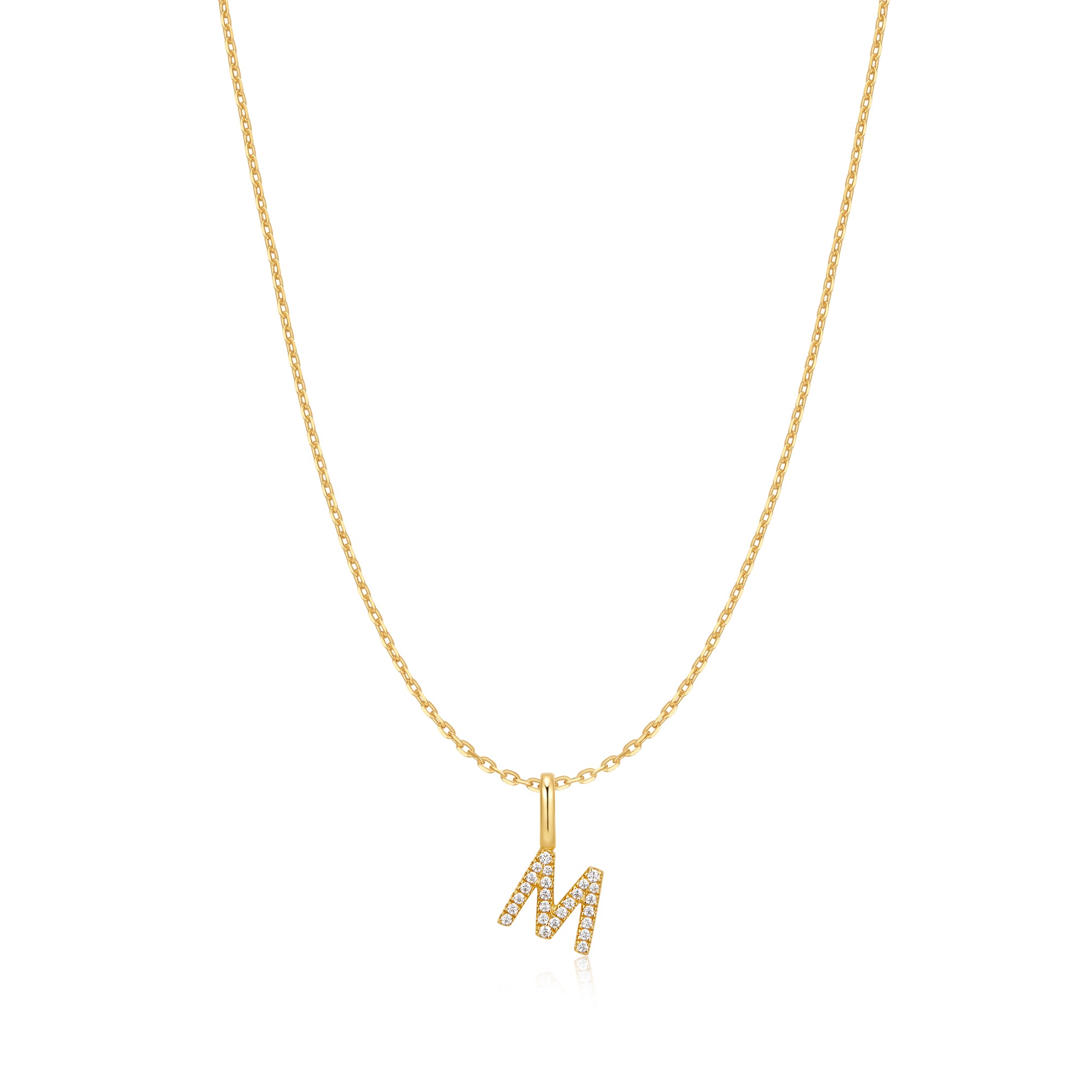 Gold Letter M Initial Necklace