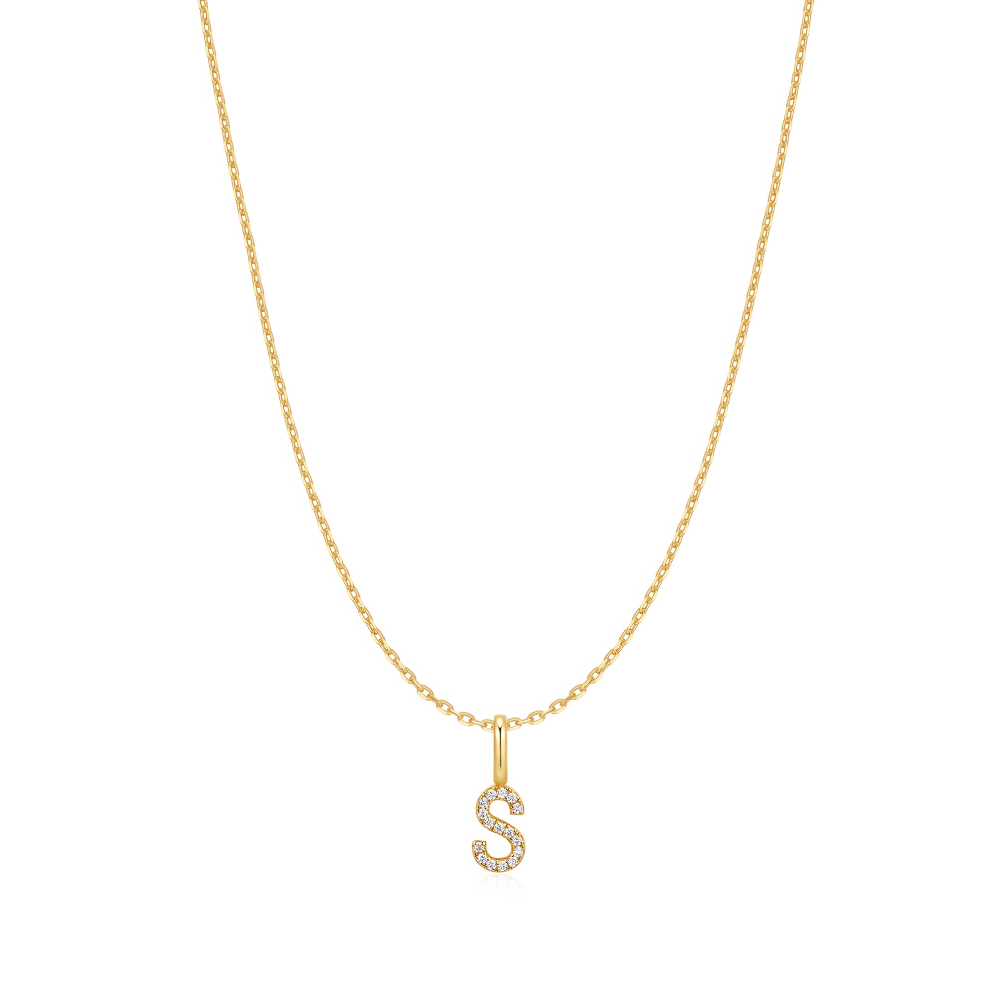 Gold Letter S Initial Necklace