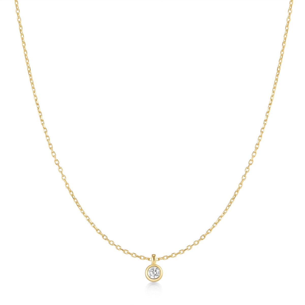 Gold Classic Bezel-Set Solitaire Necklace