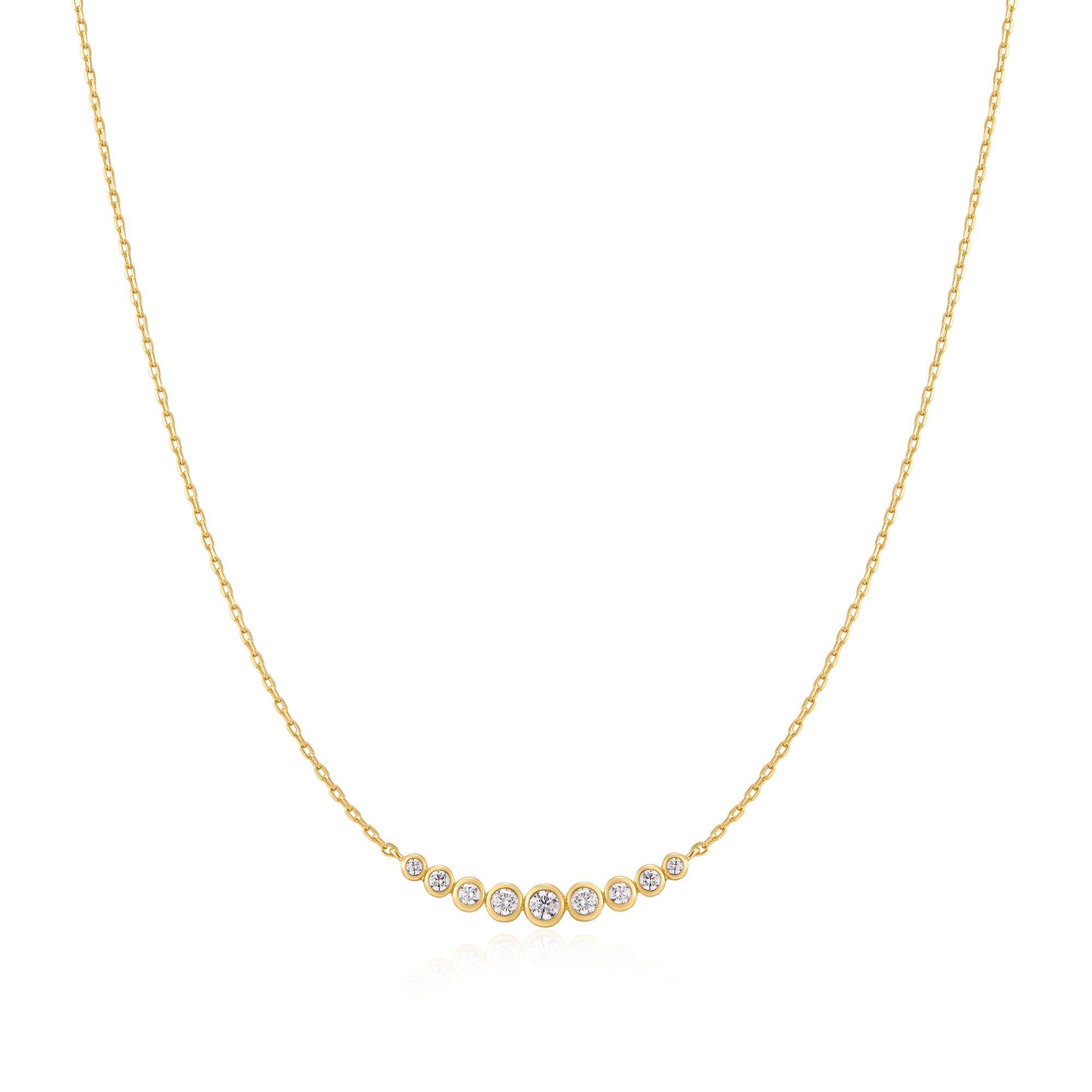 Gold Graduated Bezel-Set Necklace