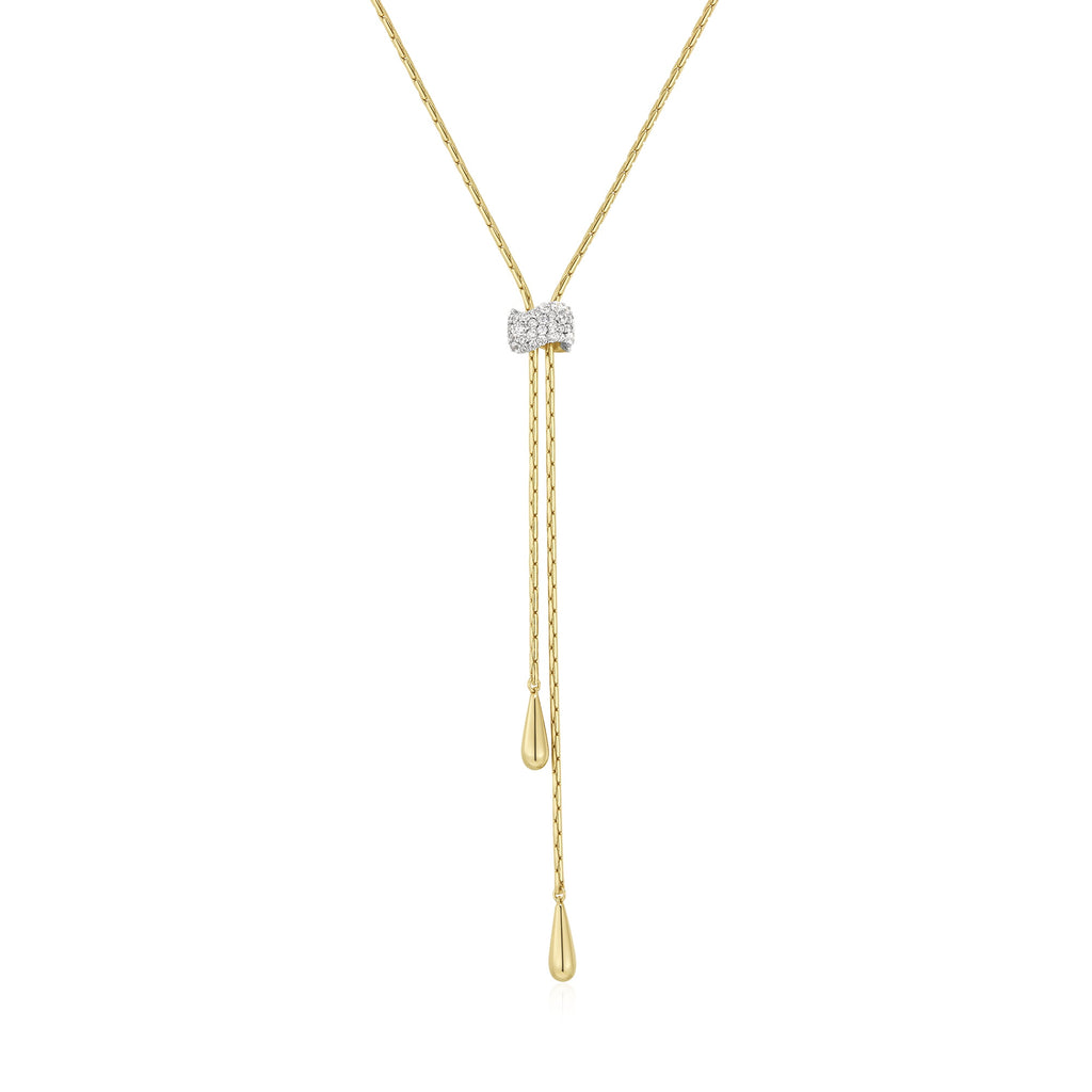 Gold Pavé Teardrop Slider Necklace