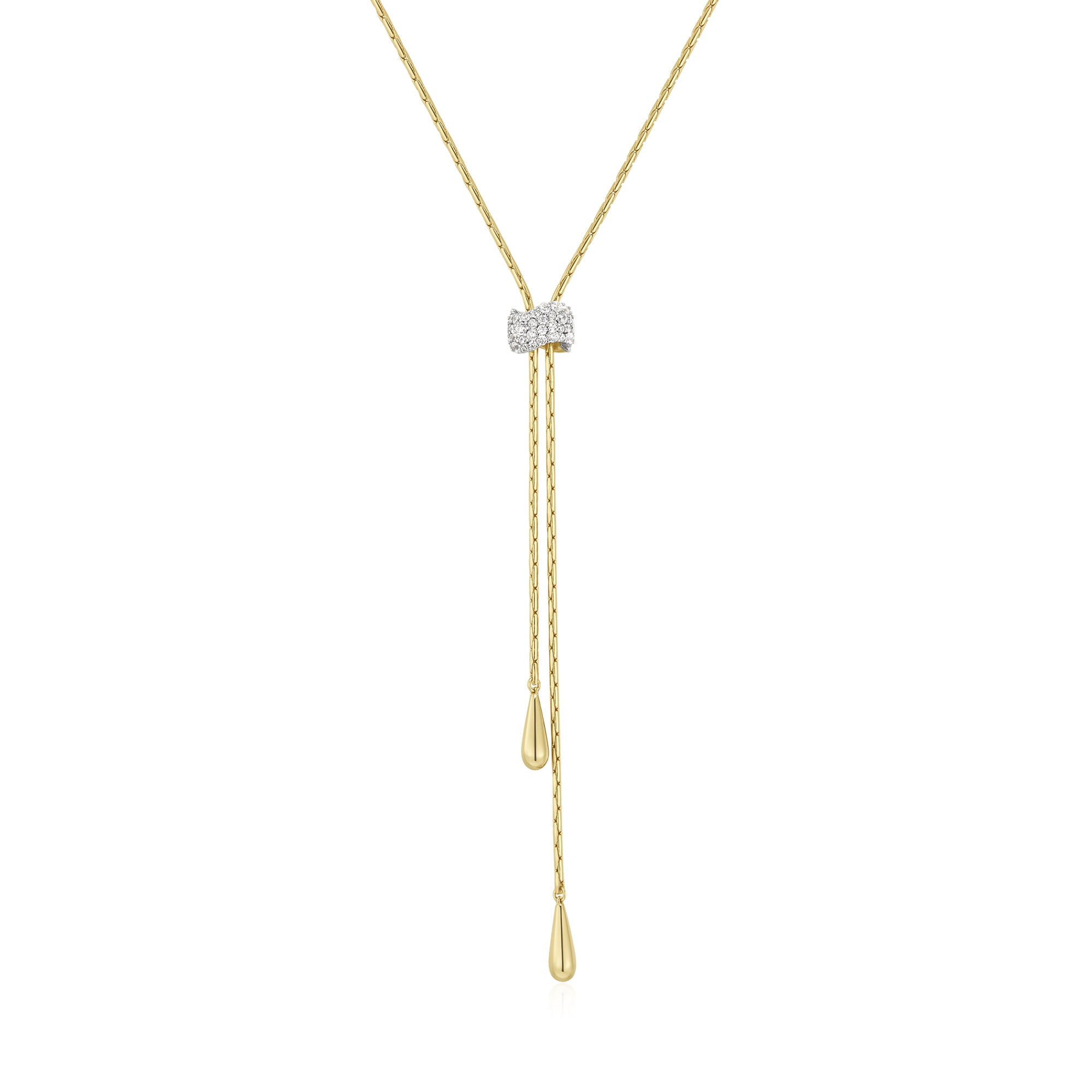 Gold Pavé Teardrop Slider Necklace