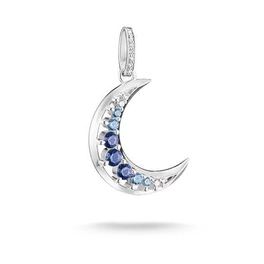 THOMAS SABO Midnight Sky Sterling Silver Moon Pendant with Blue Stones