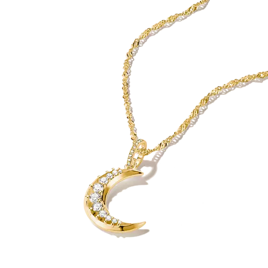 THOMAS SABO Midnight Sky 18k Gold-Plated Moon Pendant with White Zirconia
