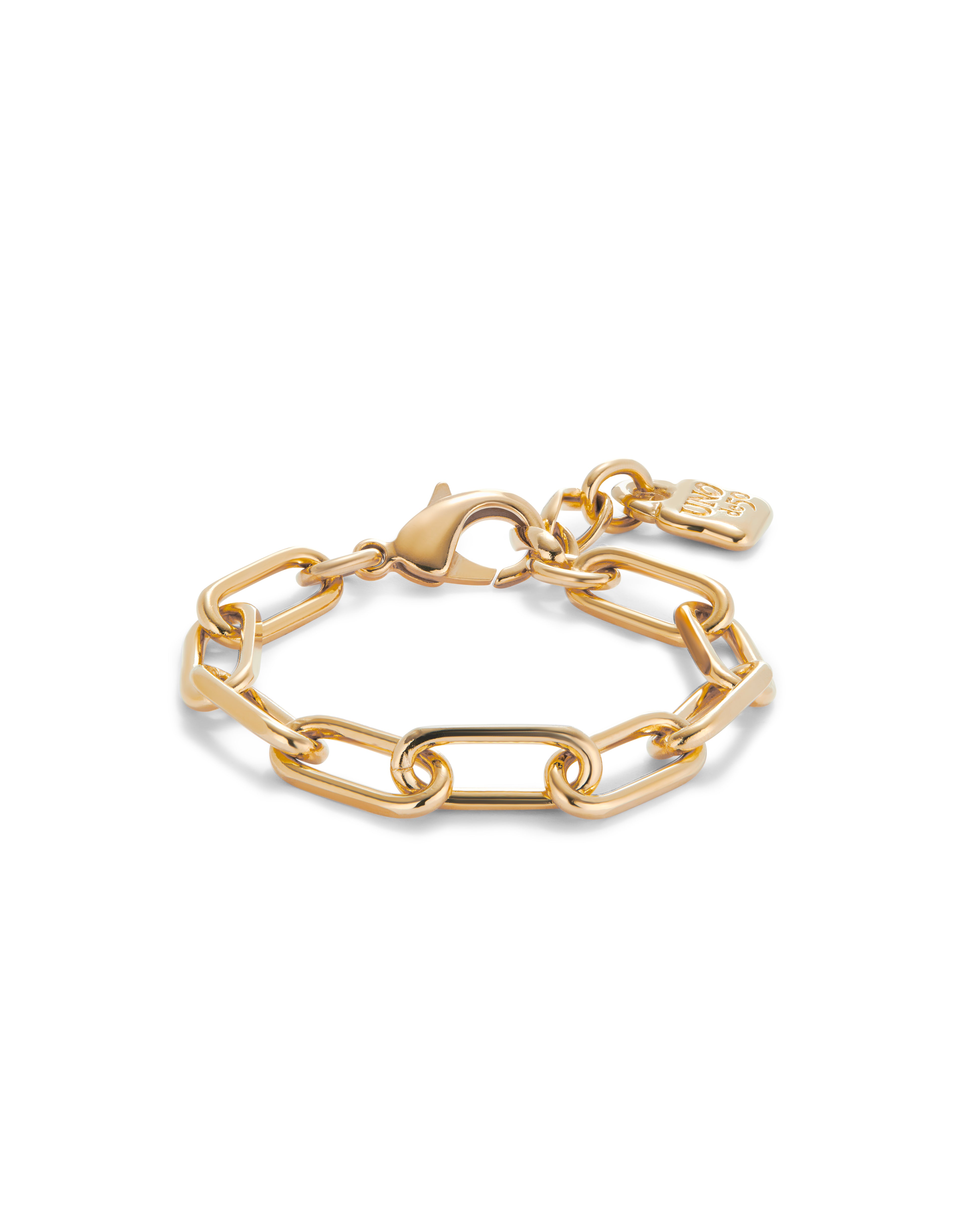 Gold Paper Clip Link Bracelet with Padlock - Size L