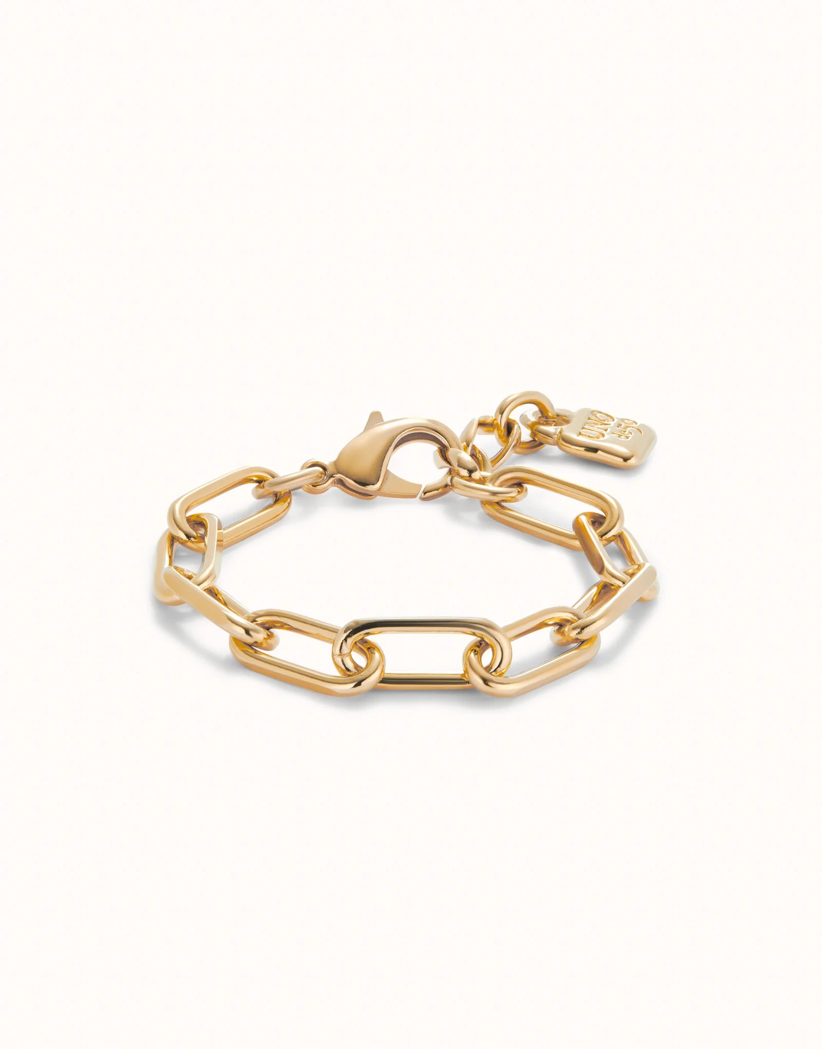 Gold Paper Clip Link Bracelet with Padlock - Size L