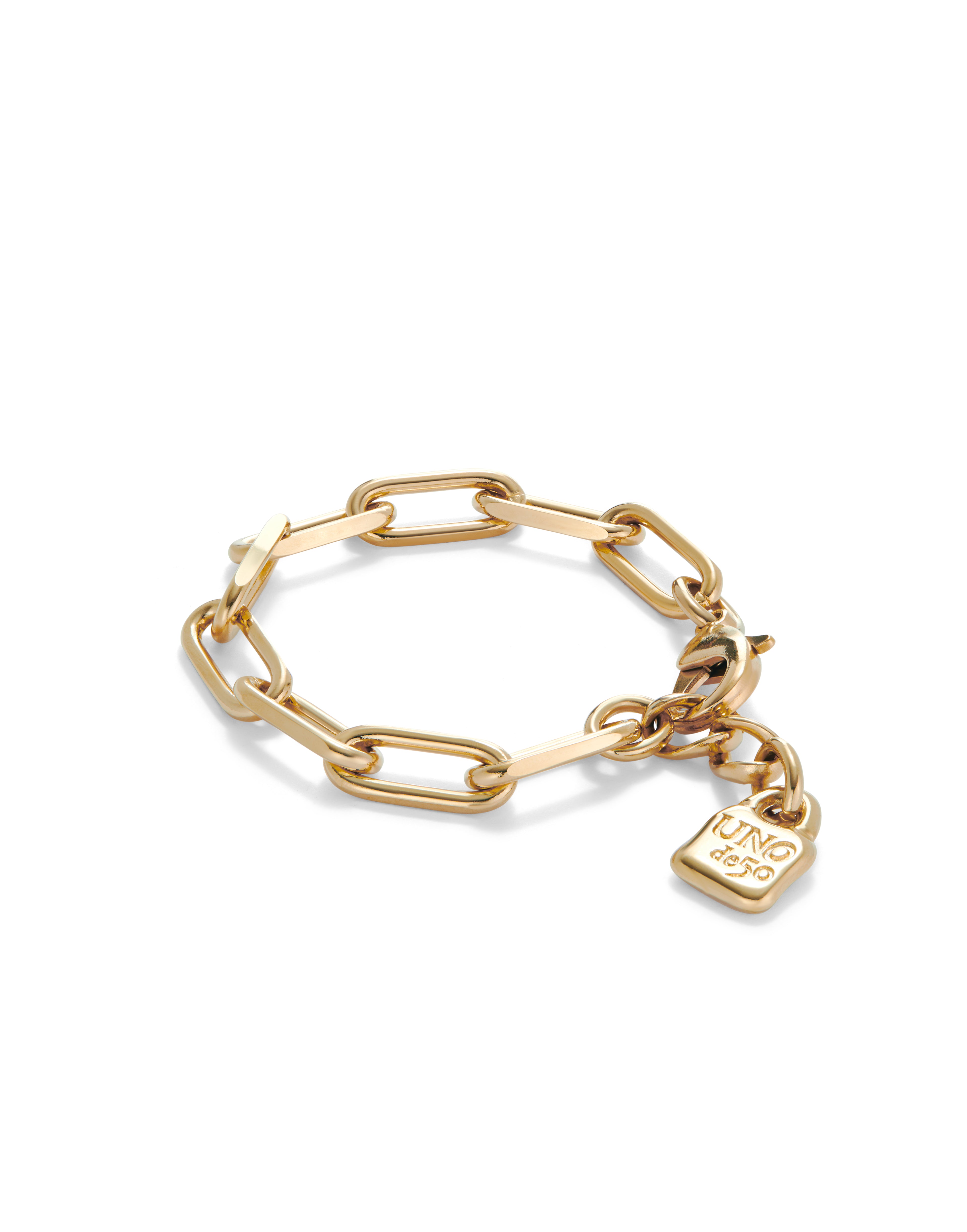 Gold Paper Clip Link Bracelet with Padlock - Size L