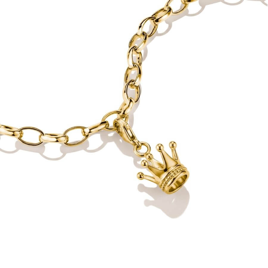 THOMAS SABO 18k Gold-Plated Crown Charm – Original – styling example; bracelet or necklace not included