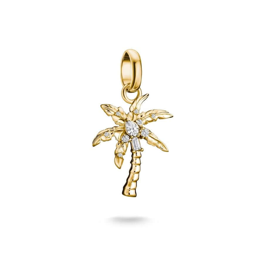 THOMAS SABO 18k Gold-Plated Palm Tree Charm with White Zirconia – Connect – individual charm