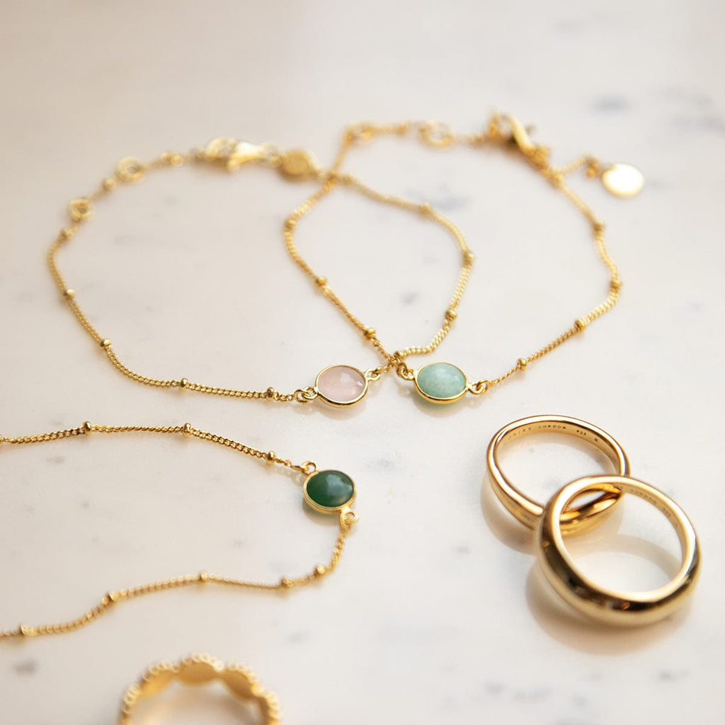 Amazonite Healing Stone Bobble Bracelet - Gold