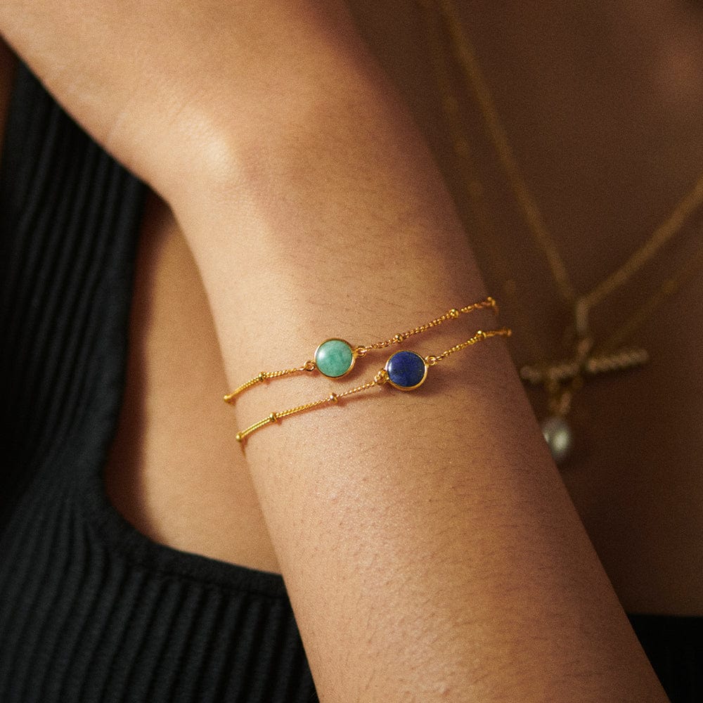 Amazonite Healing Stone Bobble Bracelet - Gold