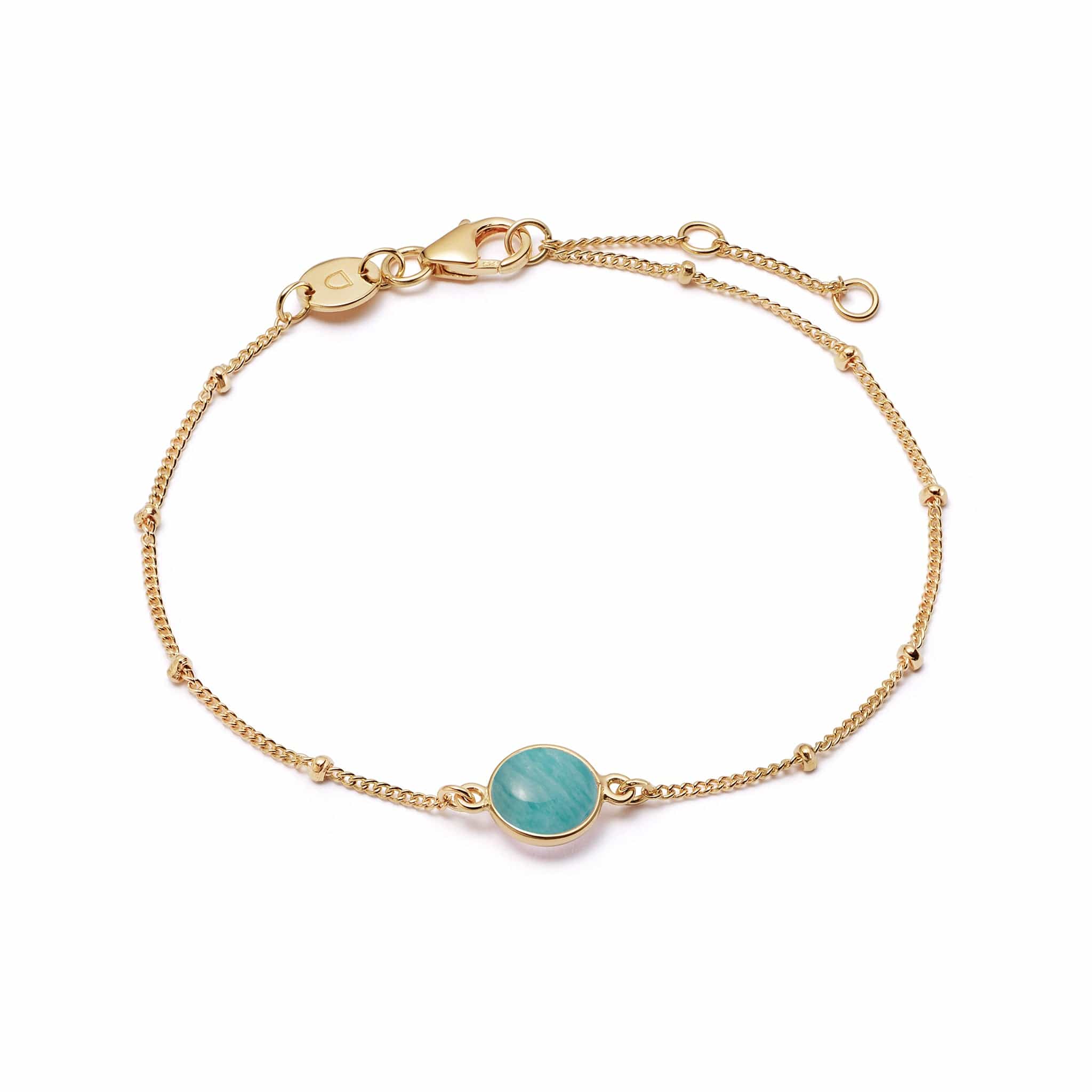 Amazonite Healing Stone Bobble Bracelet - Gold