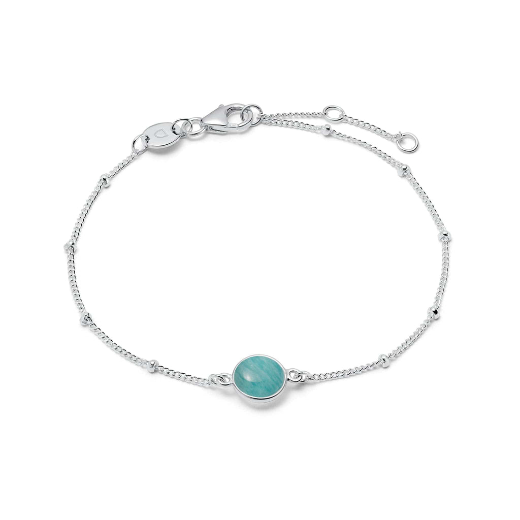 Amazonite Healing Stone Bobble Bracelet - Silver