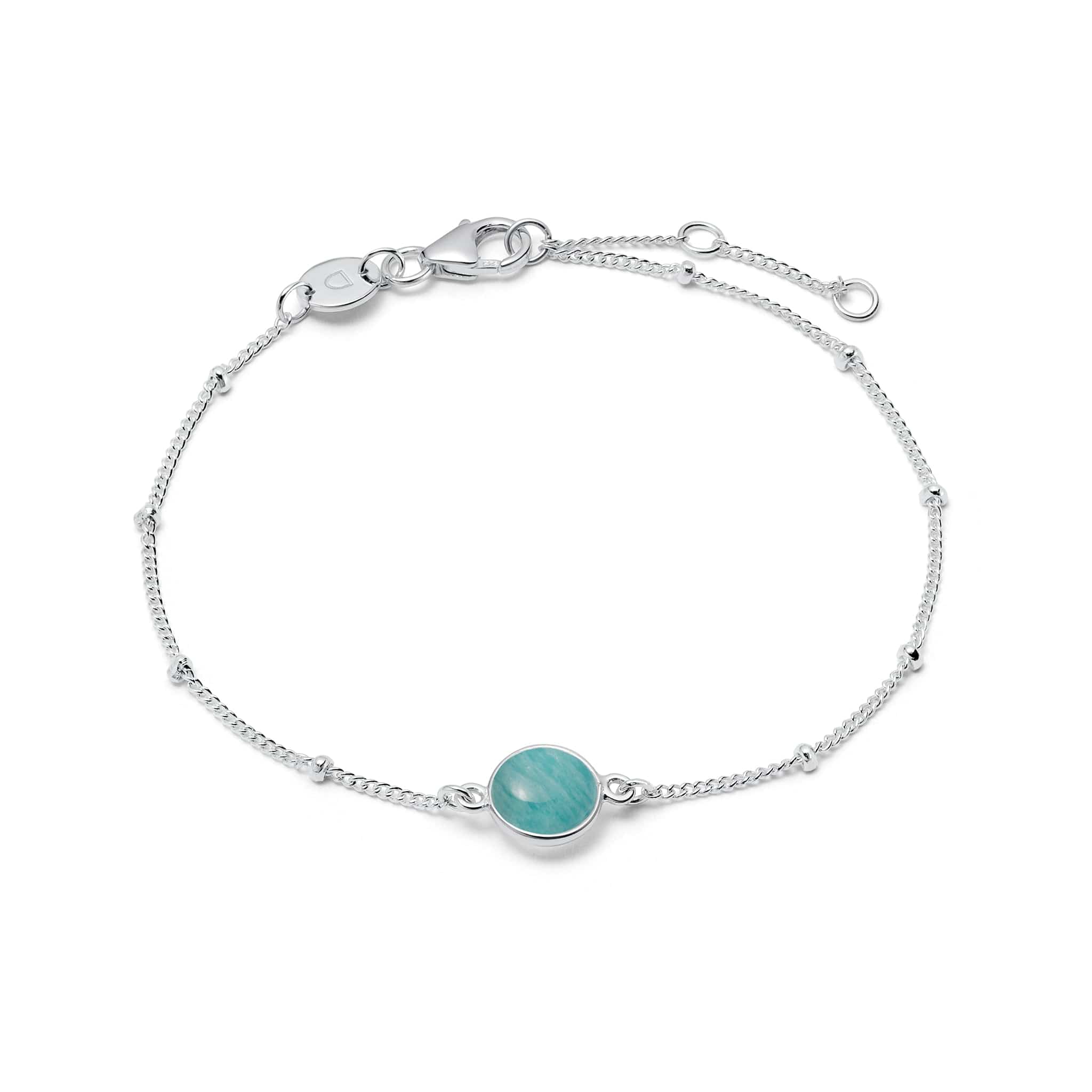 Amazonite Healing Stone Bobble Bracelet - Silver
