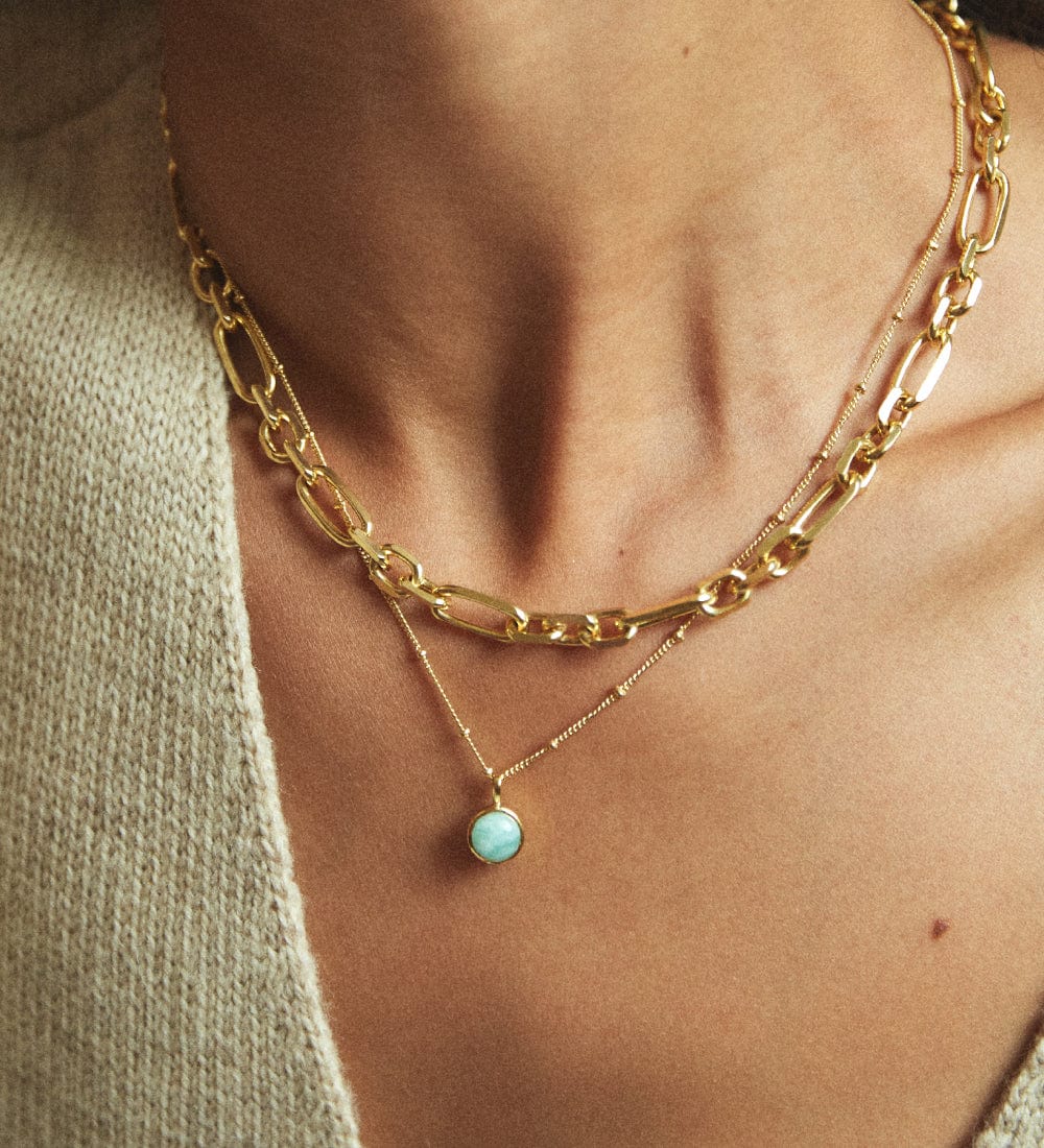 Amazonite Healing Stone Necklace - Gold