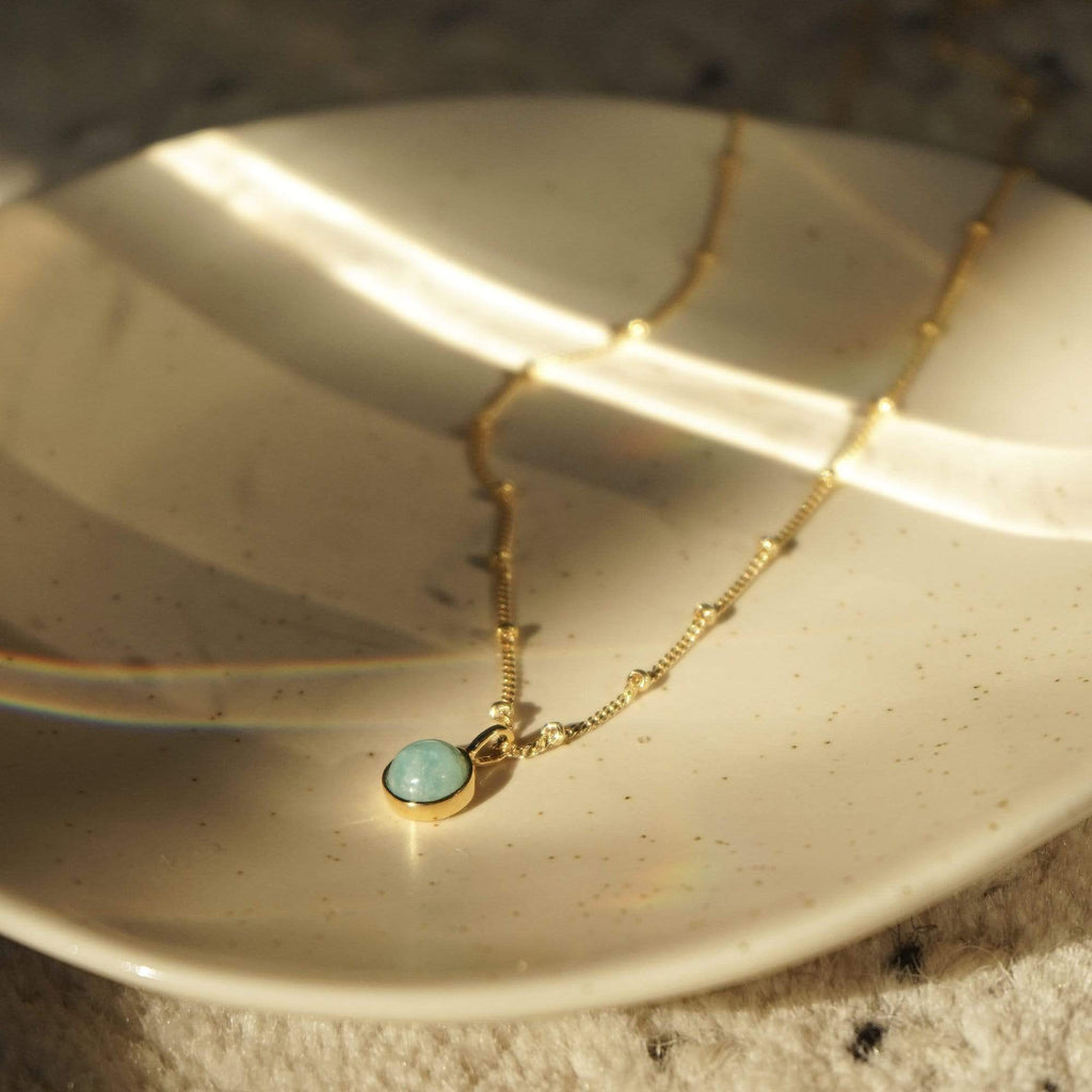 Amazonite Healing Stone Necklace - Gold