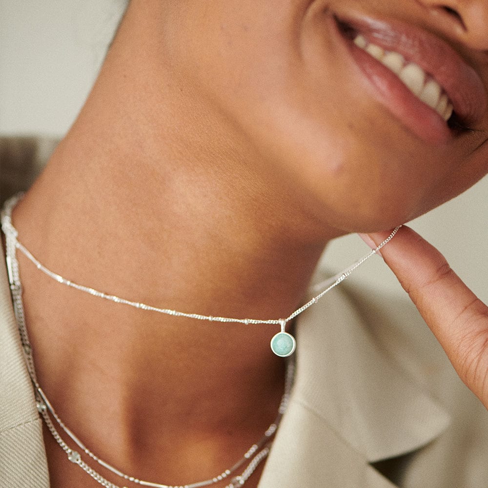 Amazonite Healing Stone Necklace - Silver