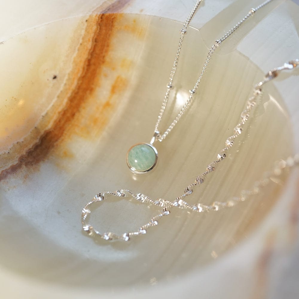 Amazonite Healing Stone Necklace - Silver
