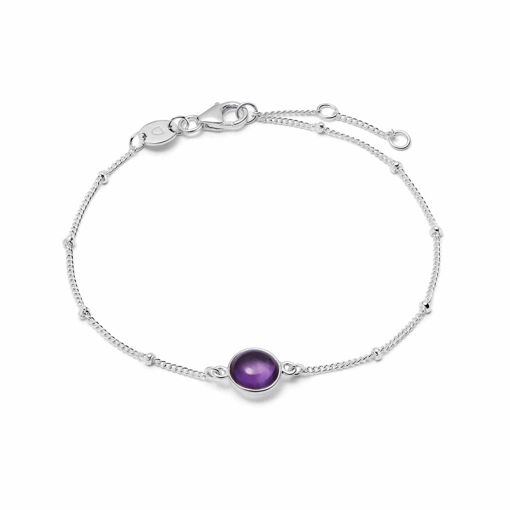 Amethyst Healing Stone Bobble Bracelet - Silver